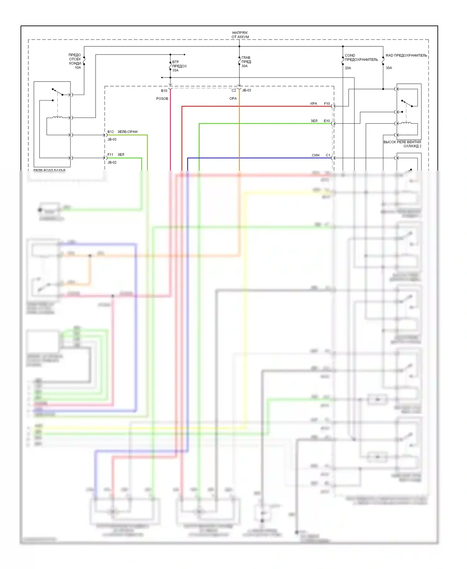 Optima Kia I рестайлинг (2002-2005): 2.7л, электросхема ручного кондиционера (2 из 2) 