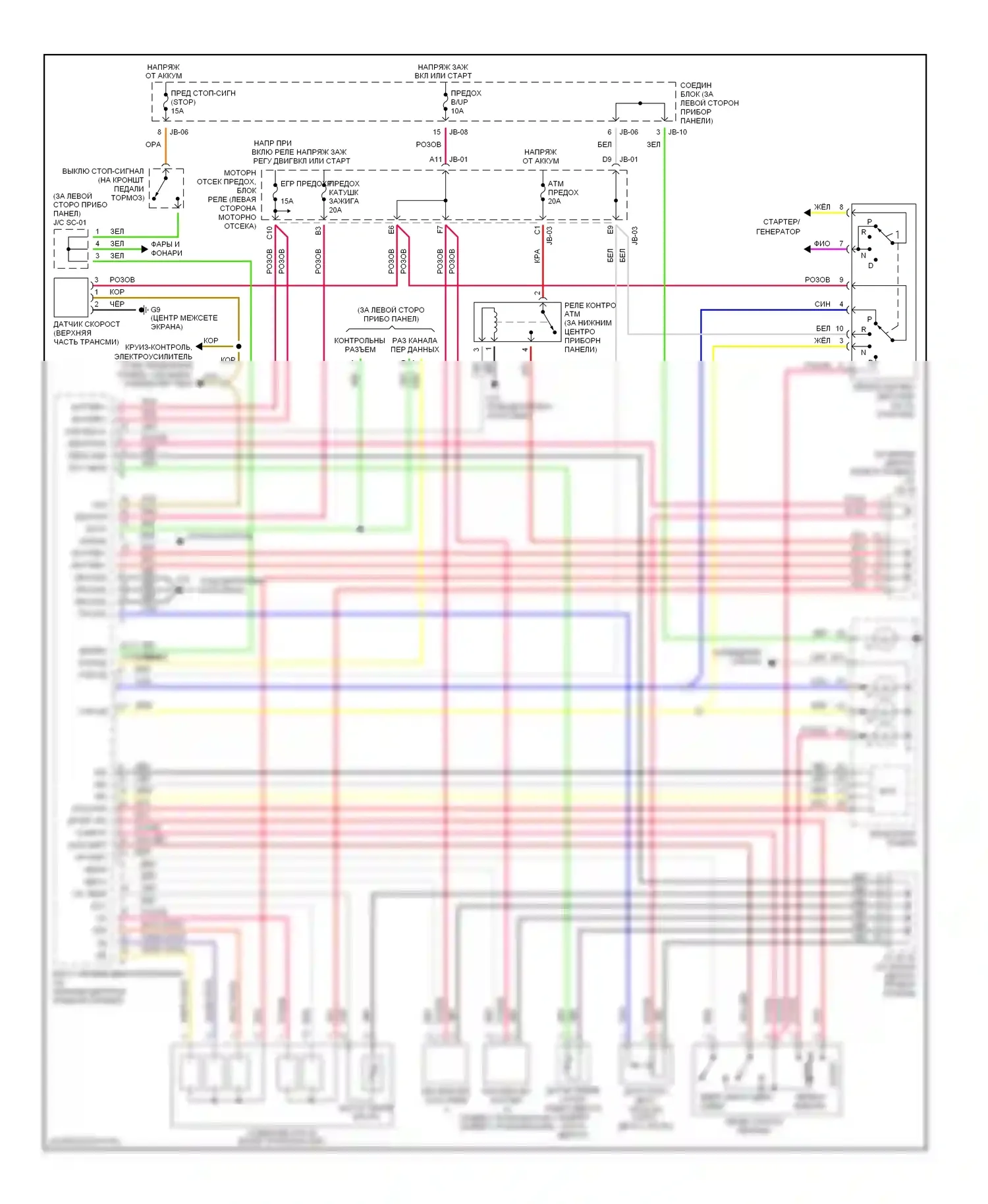 Optima Kia I рестайлинг (2002-2005): 2.4l, электросхема автоматической коробки передач 