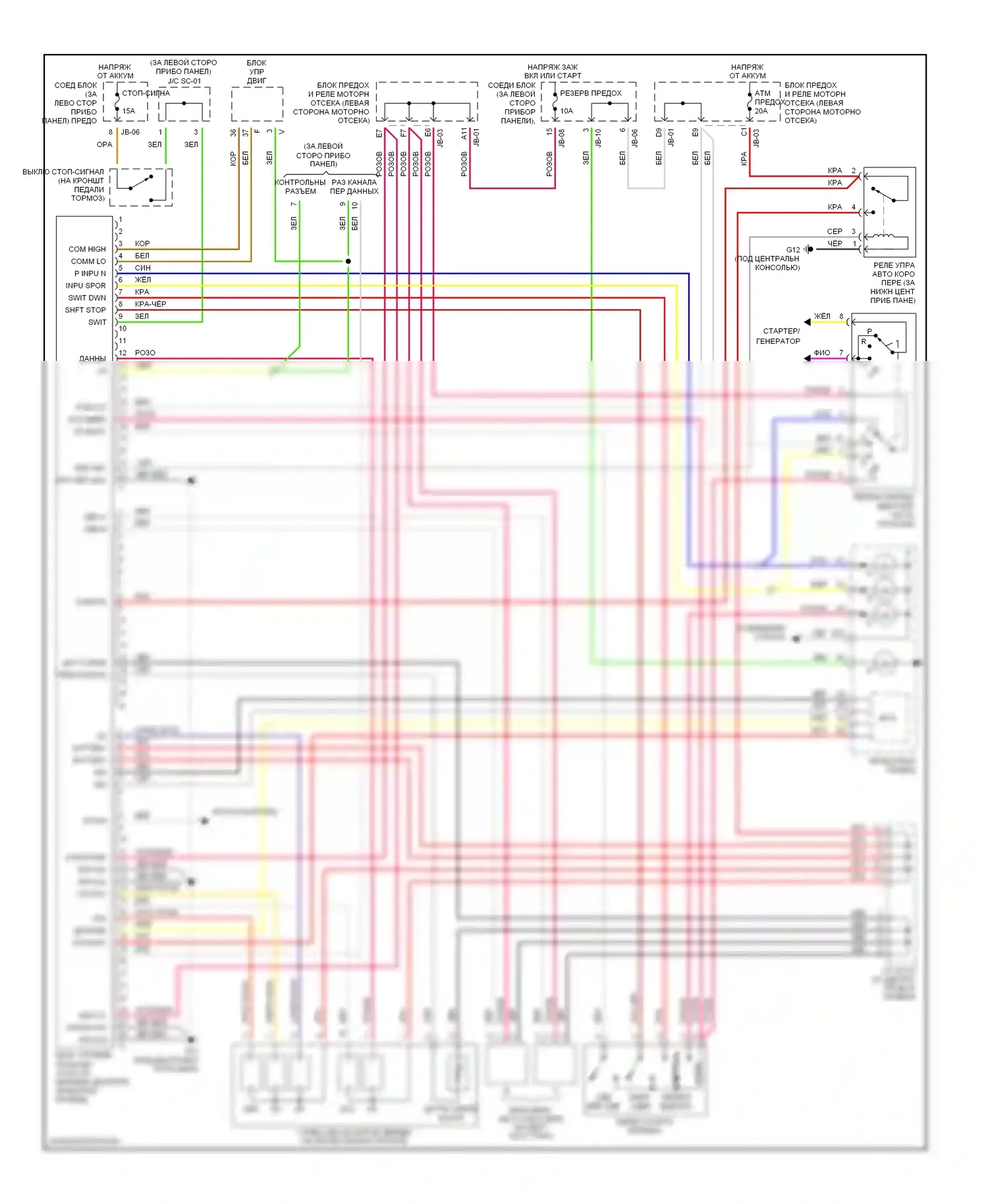 Optima Kia I рестайлинг (2002-2005): 2.7l, электросхема автоматической коробки передач 