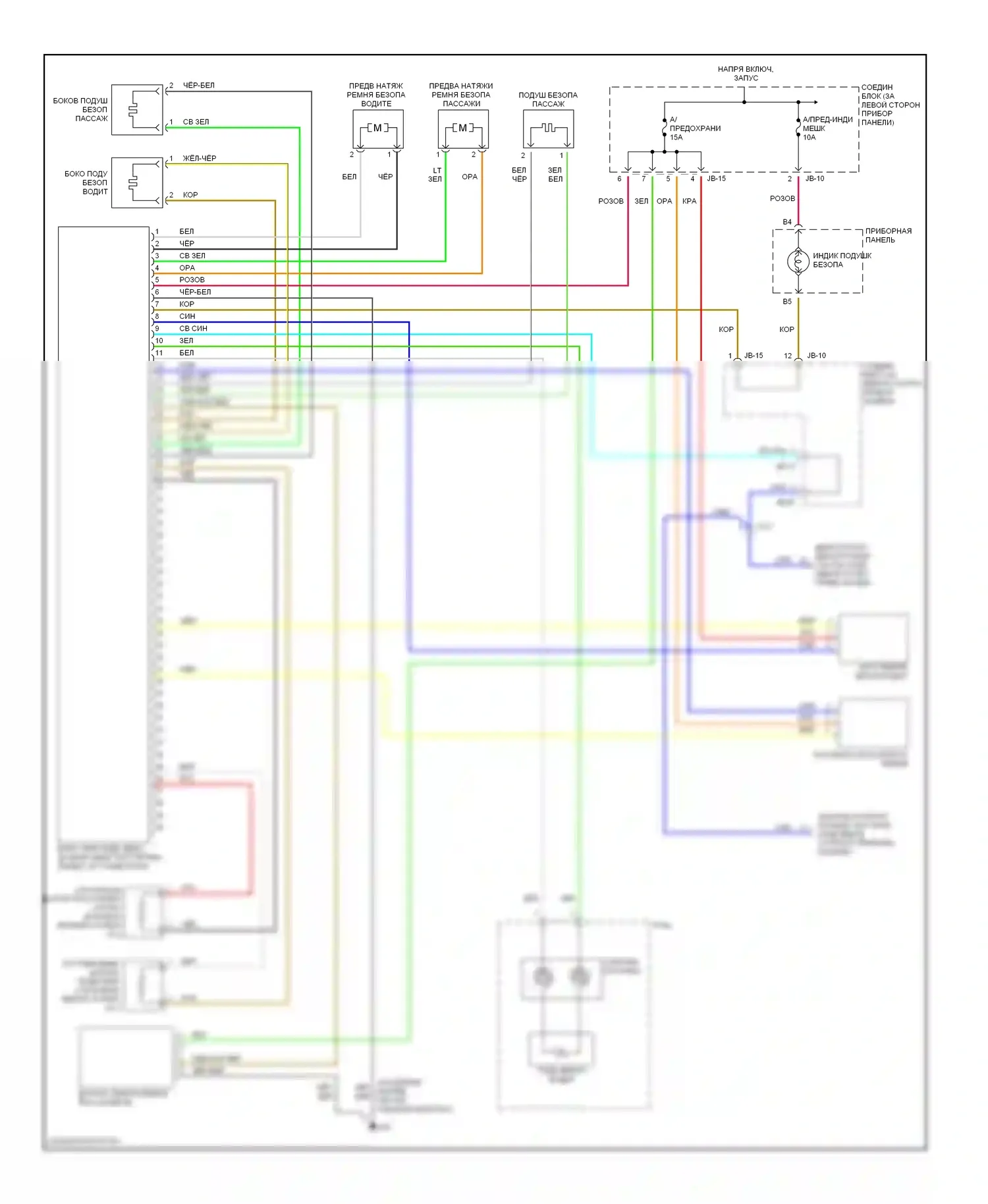 Optima Kia I рестайлинг (2002-2005): Электросхема подушек безопасности 