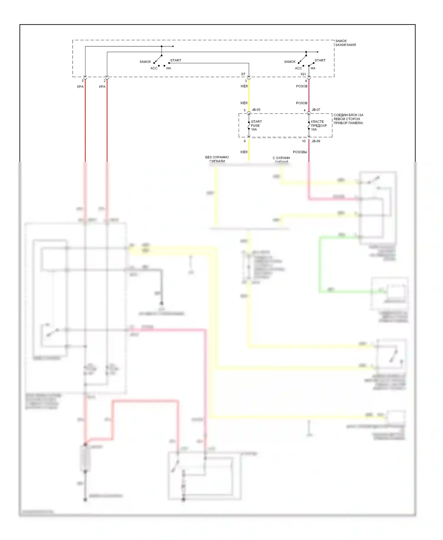 Optima Kia I рестайлинг (2002-2005): Электросхема стартера, акпп 