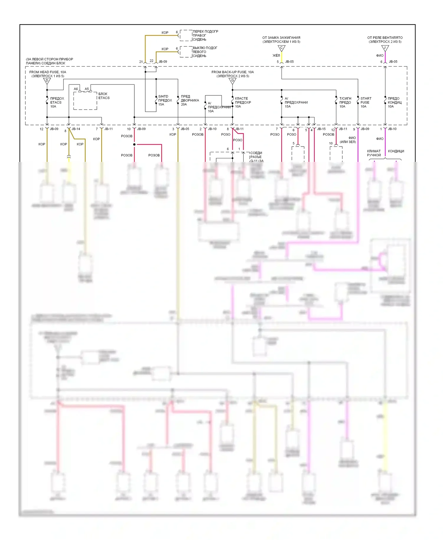 Optima Kia I (2000-2002): Электросхема блока предохранителей реле (5 из 5) 