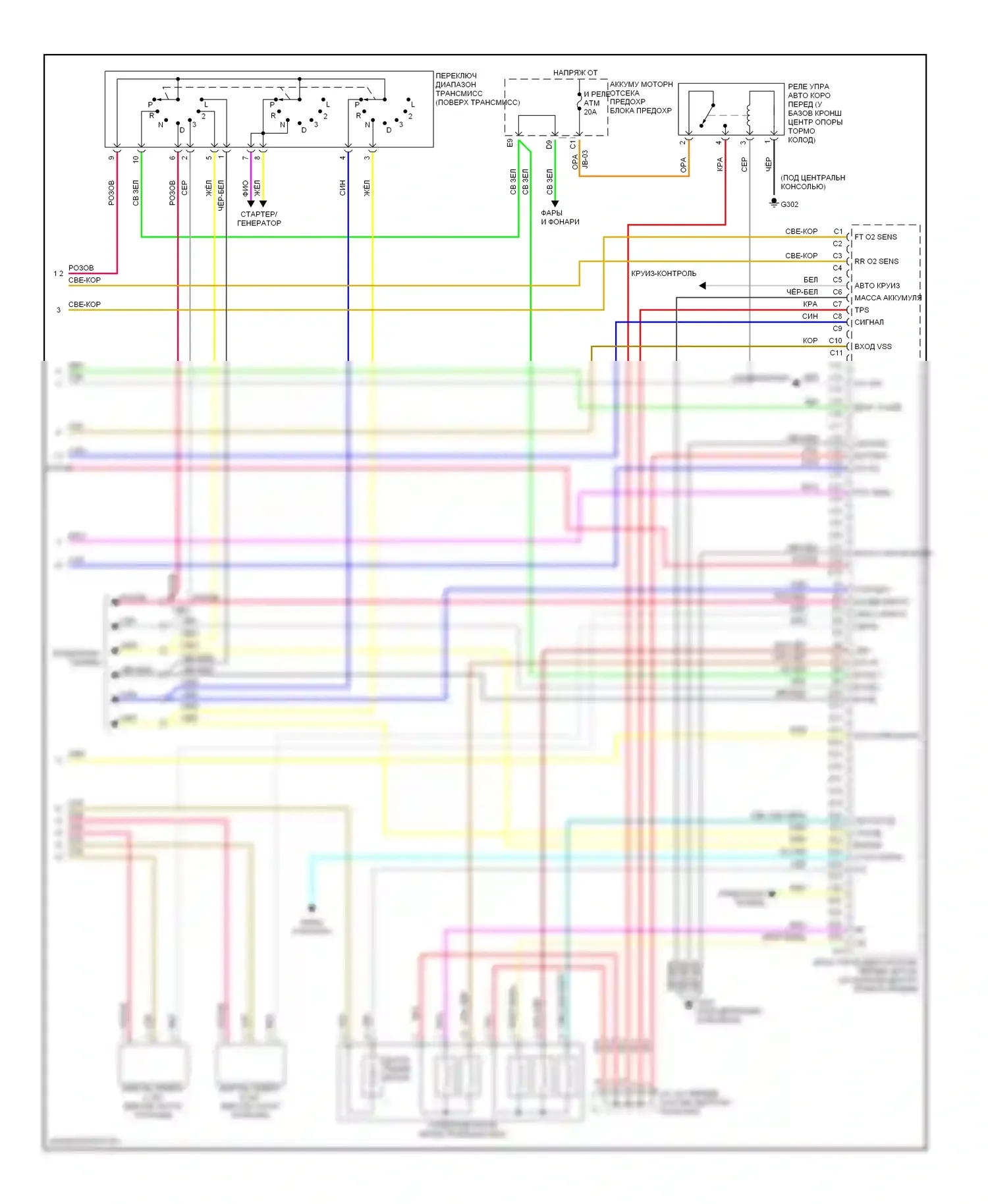 Optima Kia I (2000-2002): Электросхема двигателя 2.4ls, автоматическая коробка передач (4 из 4) 