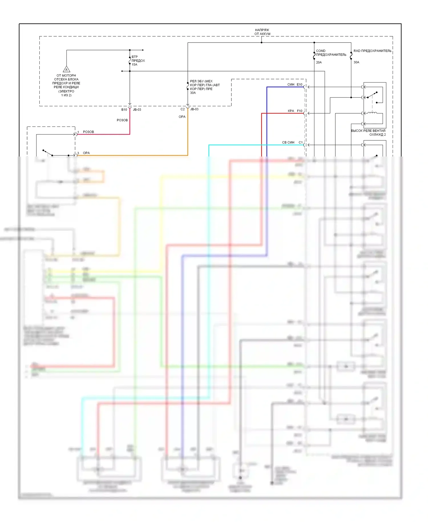 Optima Kia I (2000-2002): 2.4л, электросхема ручного кондиционера (2 из 2) 