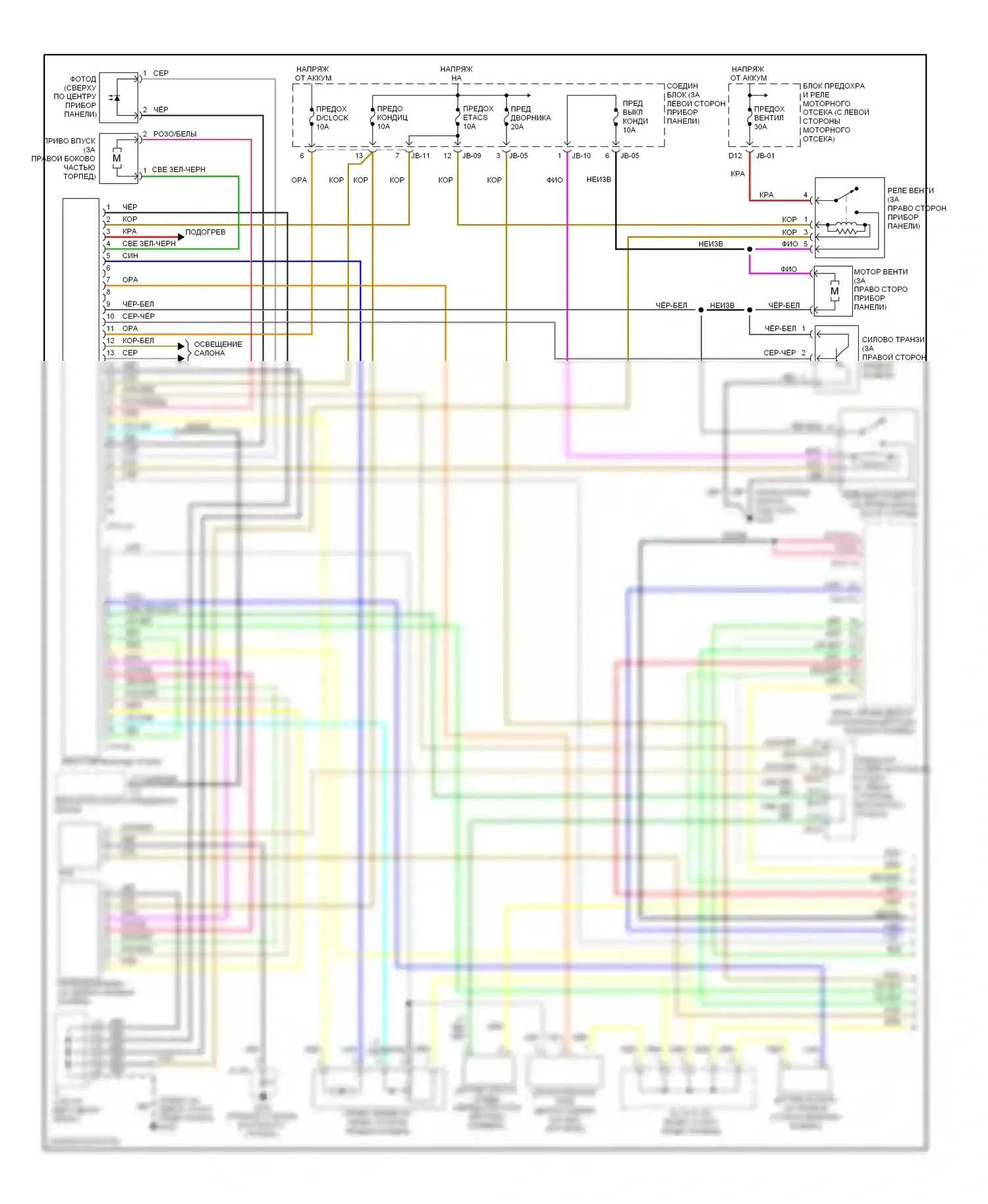 Optima Kia I (2000-2002): 2.5л, электросхема климат контроля (1 из 2) 