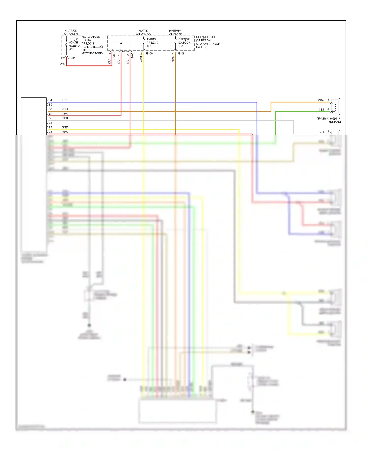 Optima Kia I (2000-2002): Электросхемы радиосвязи с усилителем 