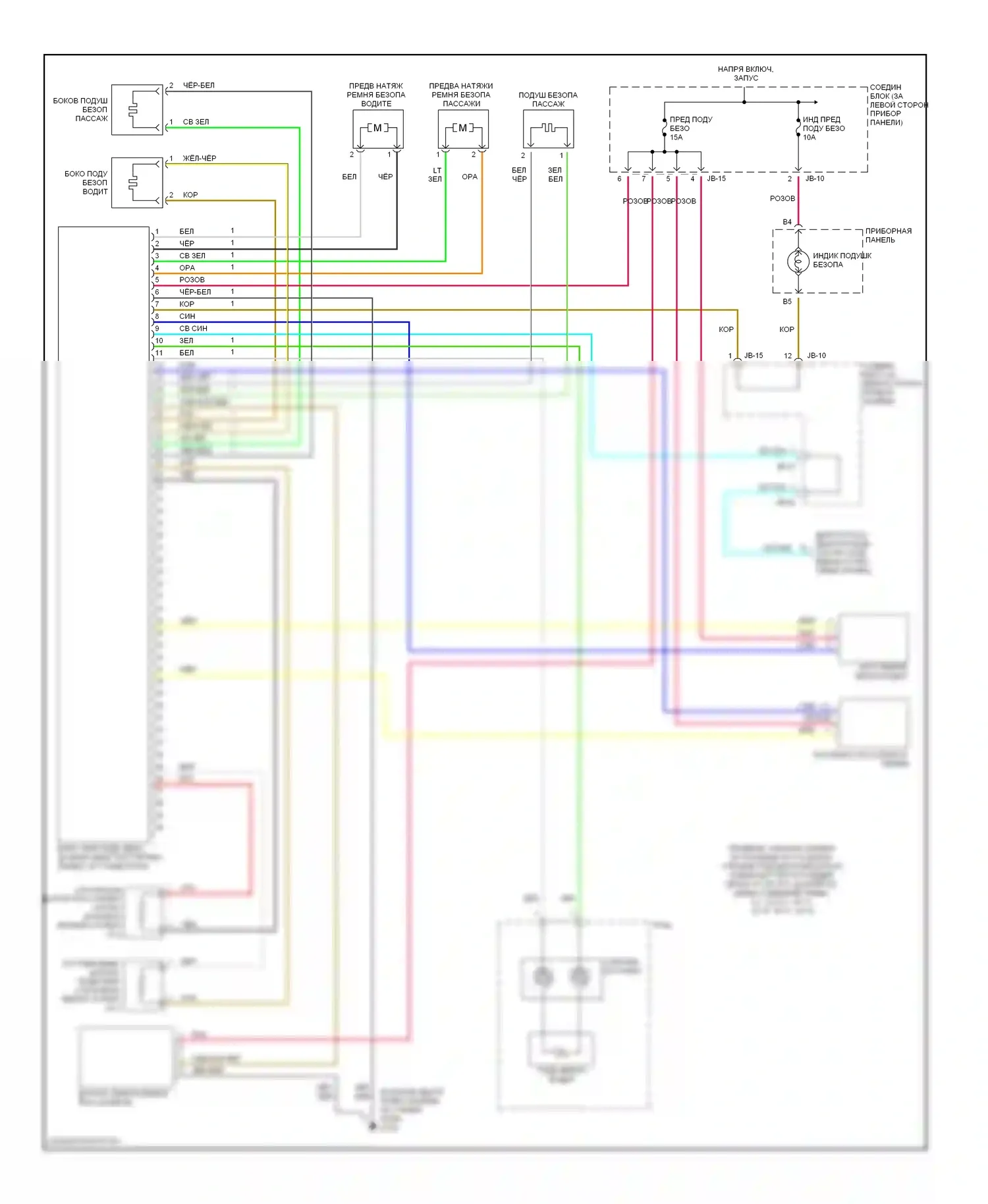 Optima Kia I (2000-2002): Электросхема подушек безопасности 