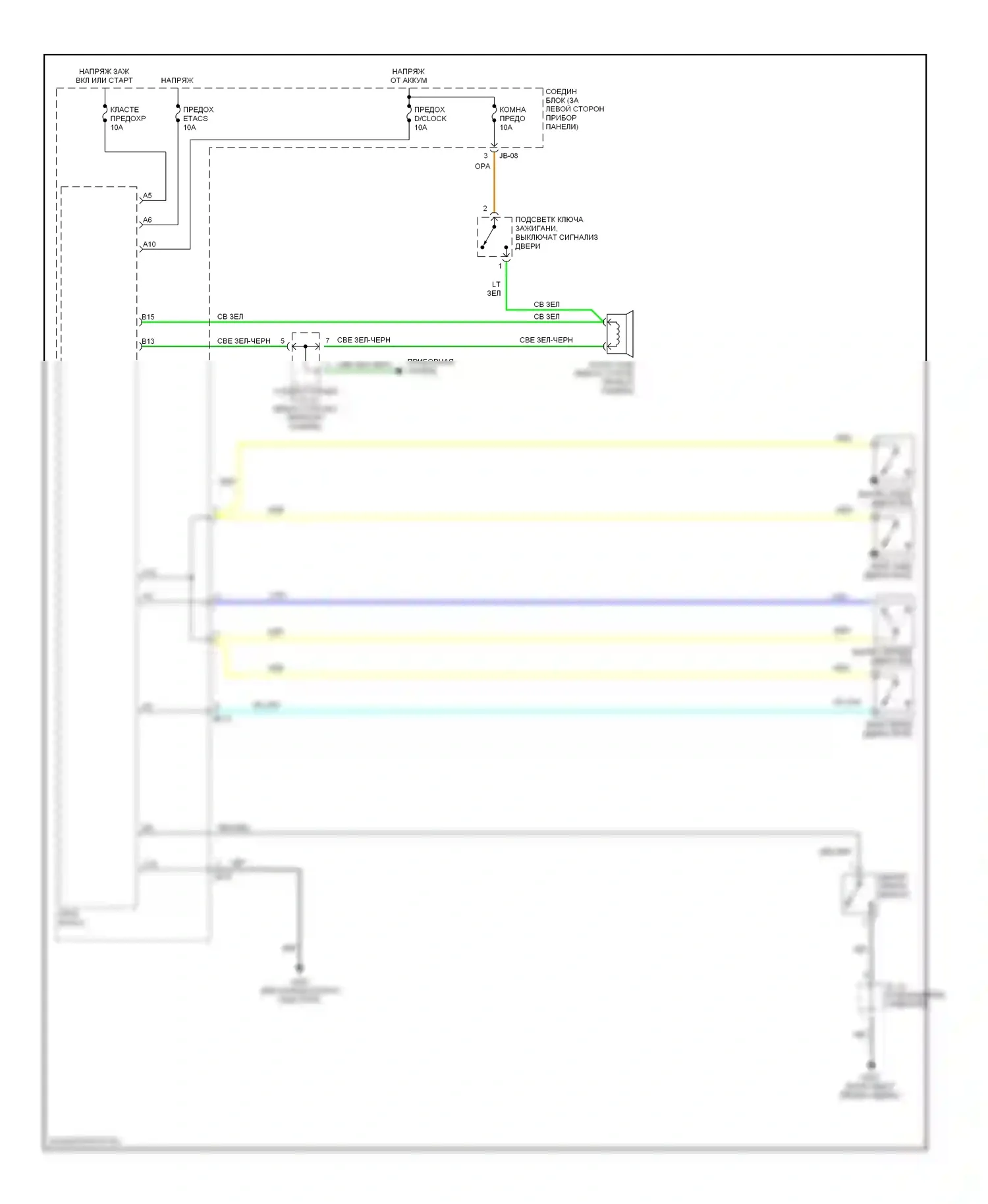 Optima Kia I (2000-2002): Электросхемы системы оповещения 