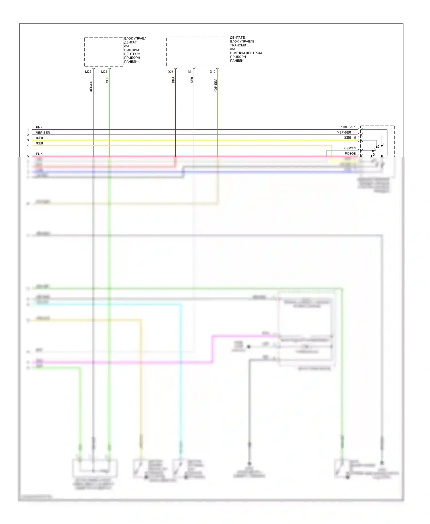 Optima Kia I (2000-2002): Электросхема приборной панели (2 из 2) 