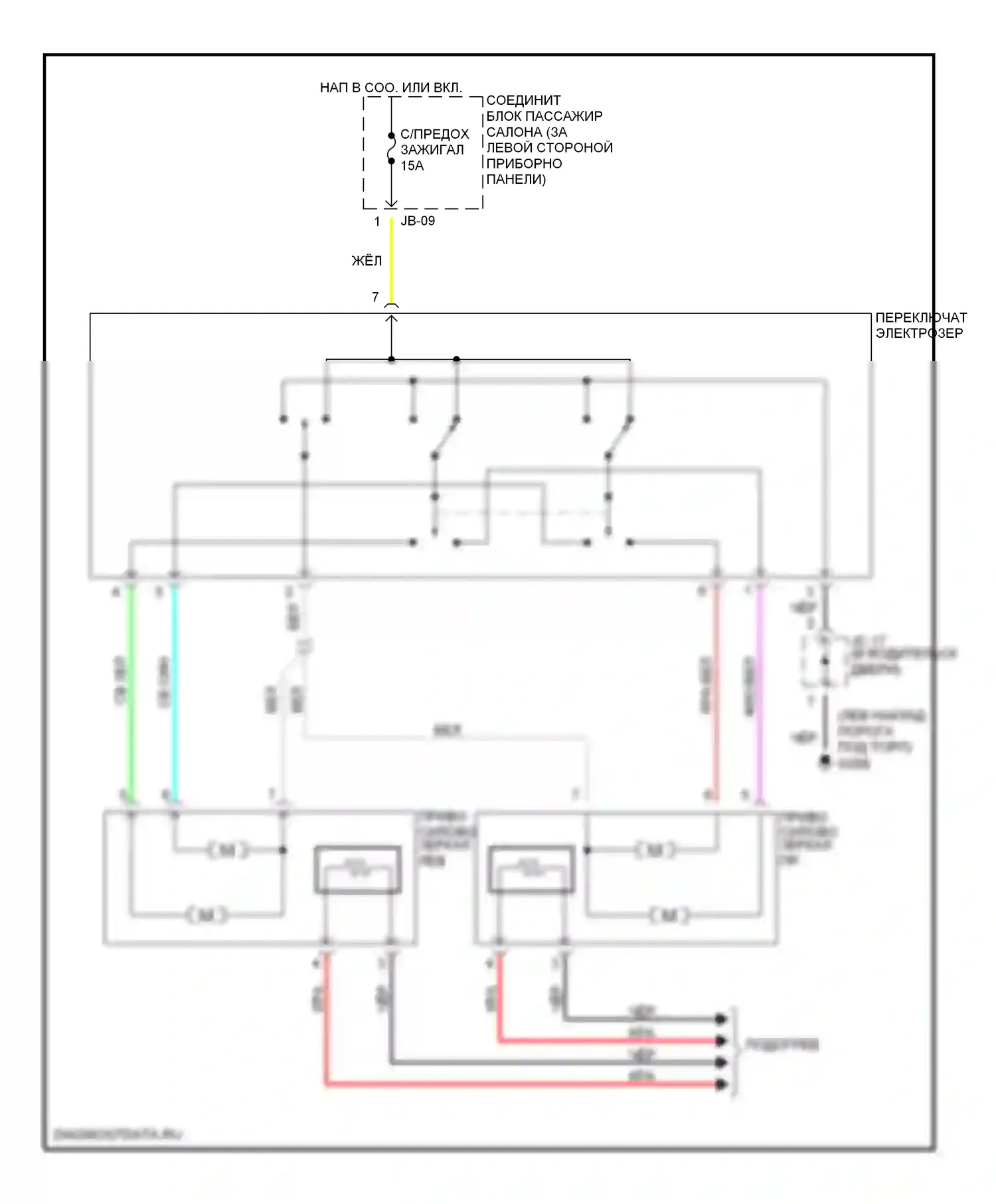 Optima Kia I (2000-2002): Электросхема силового зеркала 