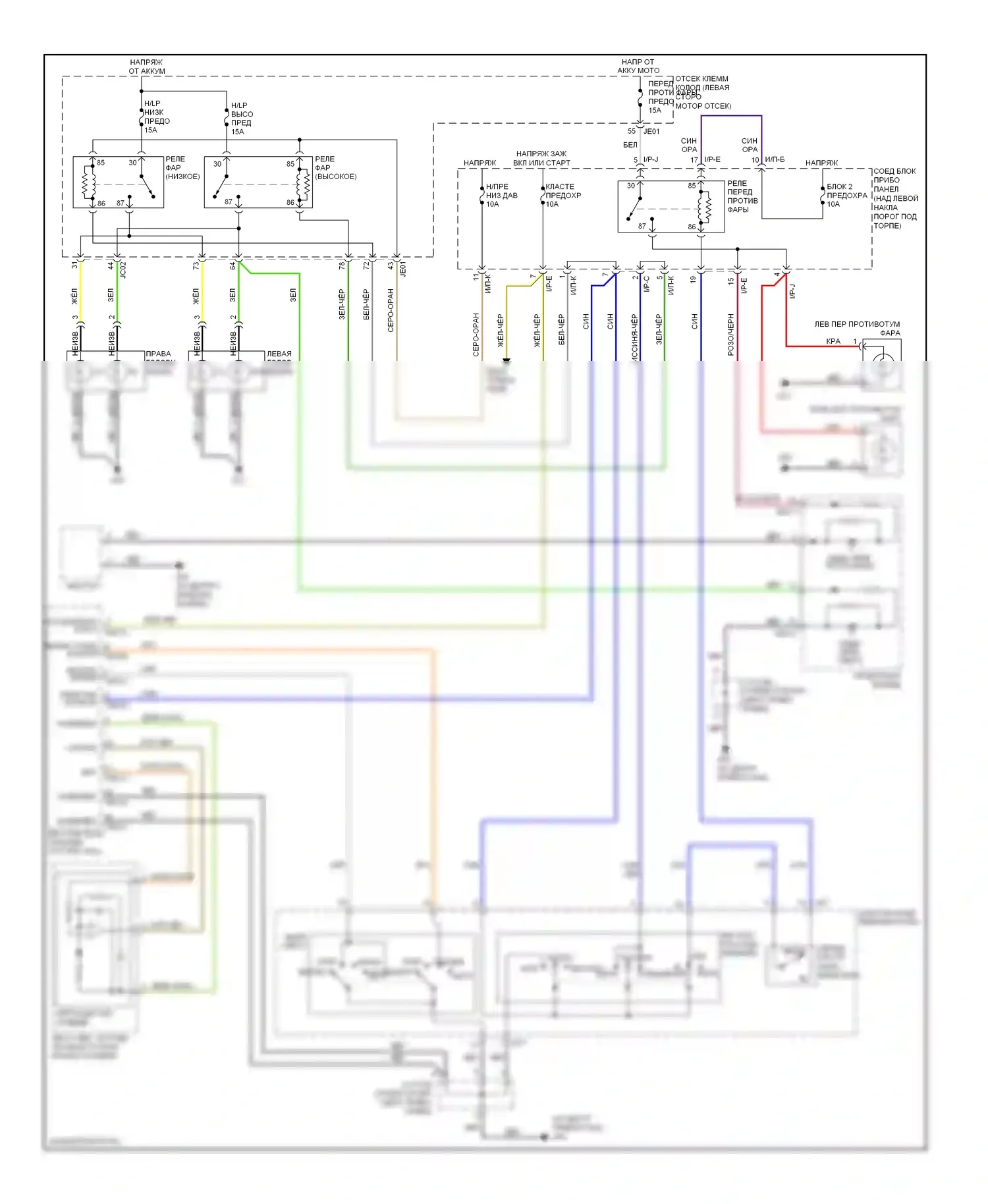 Optima Kia II рестайлинг (2008-2010): Электросхема автоламп 