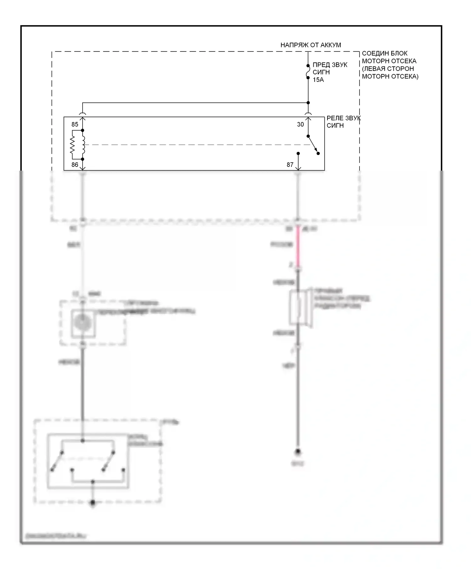 Optima Kia II рестайлинг (2008-2010): Электросхема клаксона 