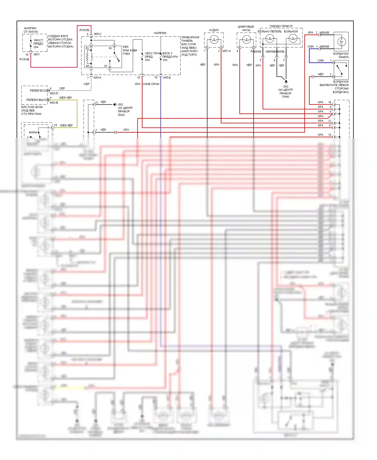 Optima Kia II рестайлинг (2008-2010): Электросхема подсветки приборной панели 