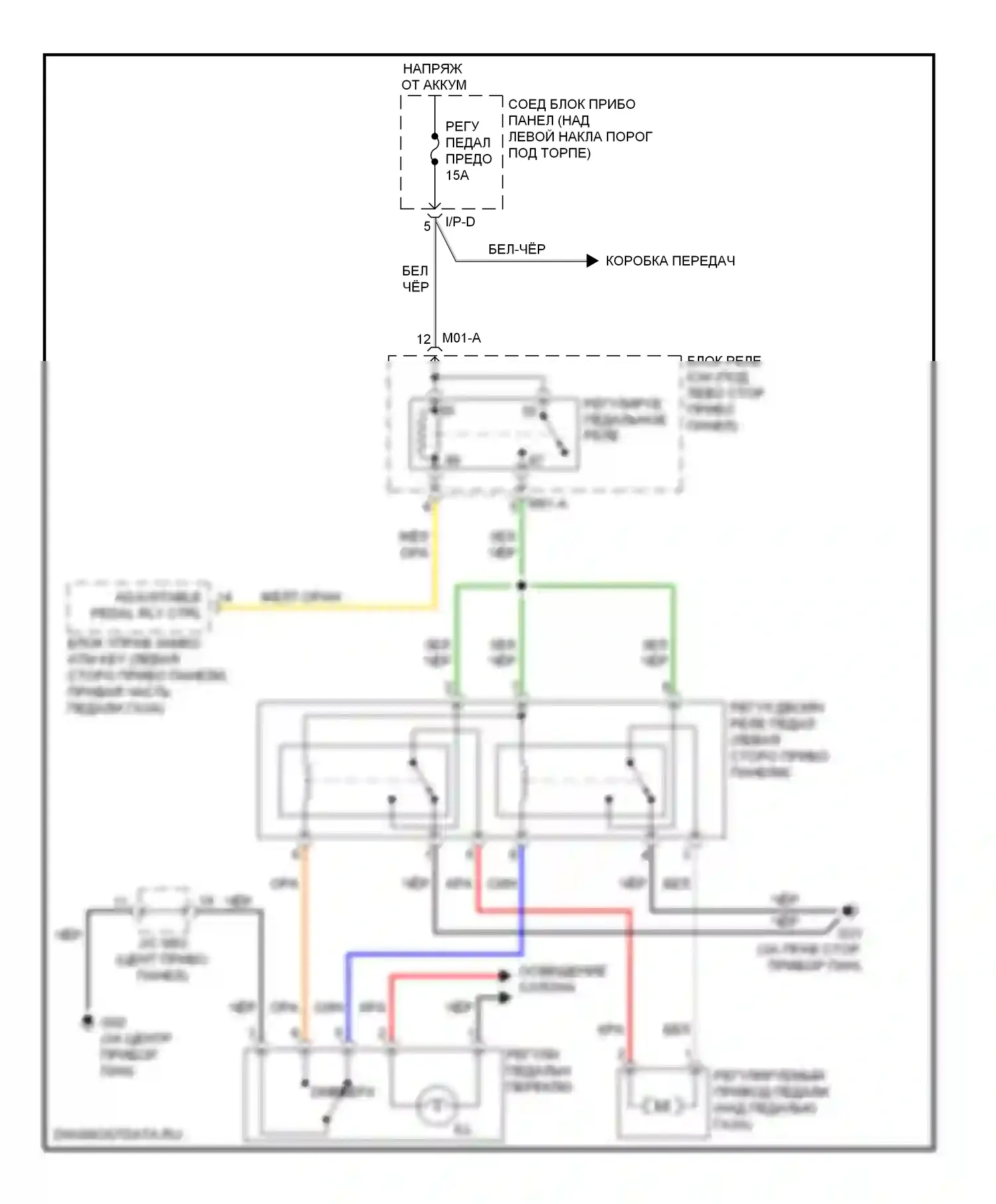 Optima Kia II рестайлинг (2008-2010): Электросхема регулируемой педали 