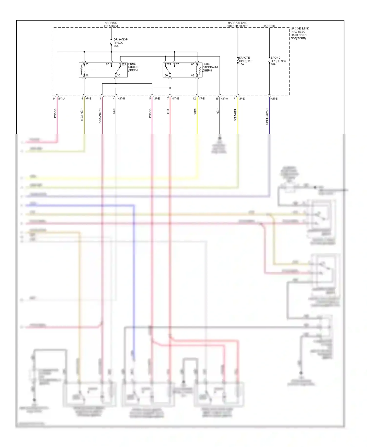 Optima Kia II рестайлинг (2008-2010): Электросхема центрального замка (2 из 2) 