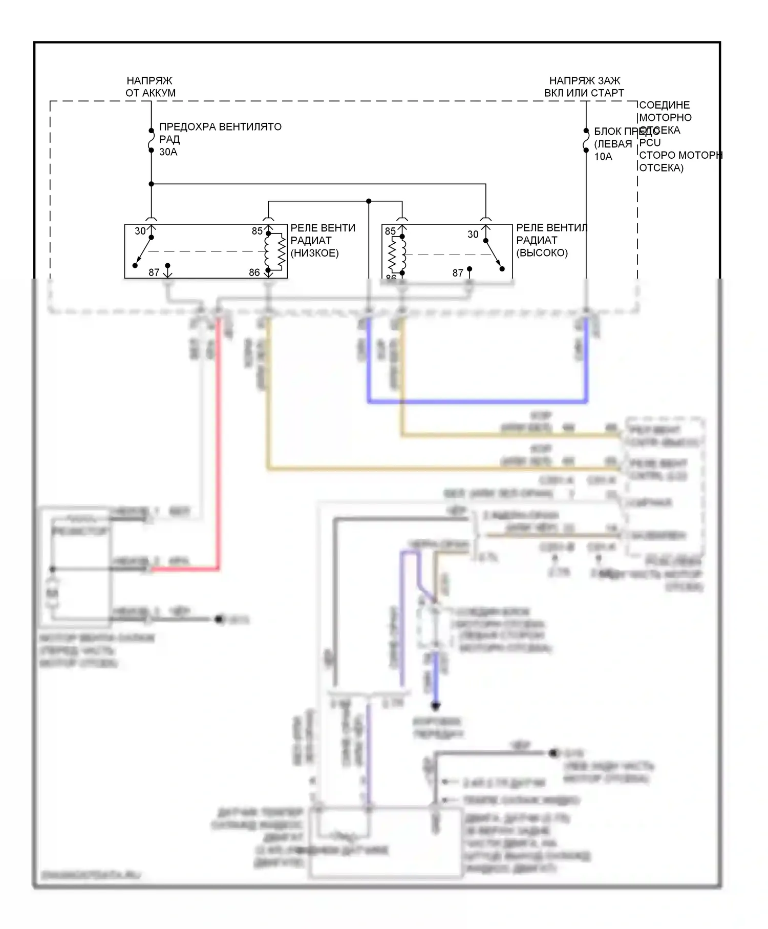 Optima Kia II рестайлинг (2008-2010): Электросхема вентилятора охлаждения 
