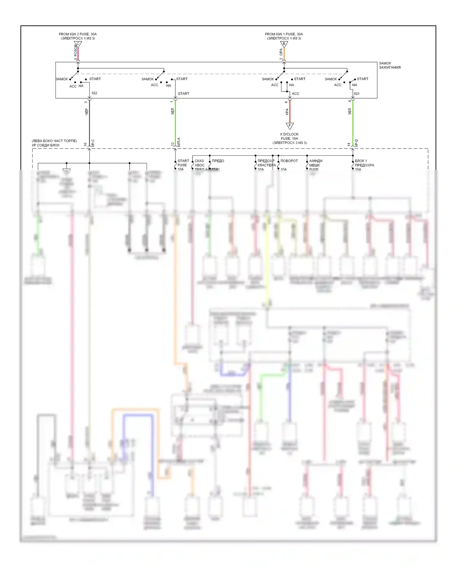 Optima Kia II (2005-2008): Электросхема блока предохранителей реле, поздний выпуск (2 из 3) 