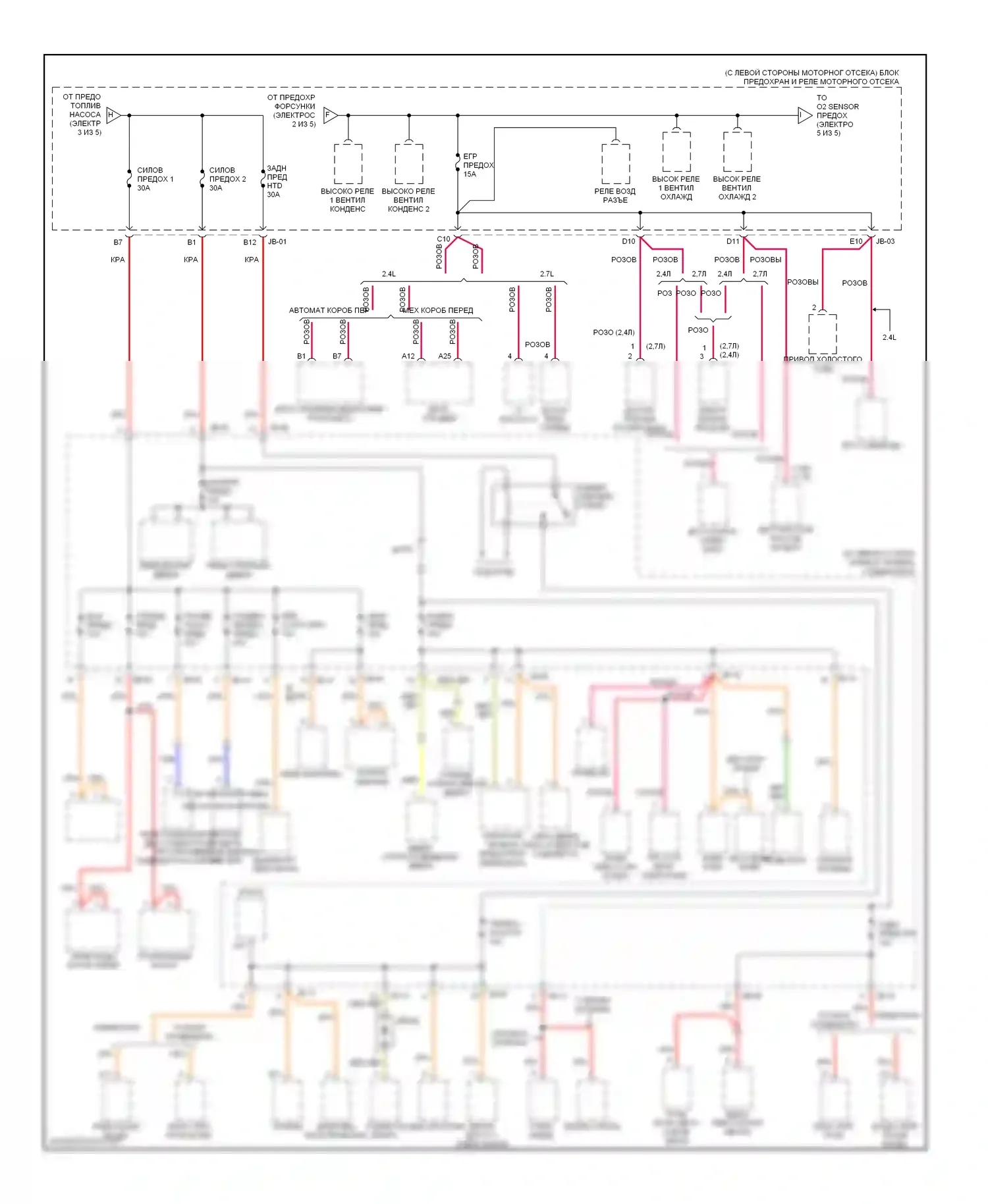Optima Kia II (2005-2008): Электросхема блока предохранителей реле раннего выпуска (4 из 5) 
