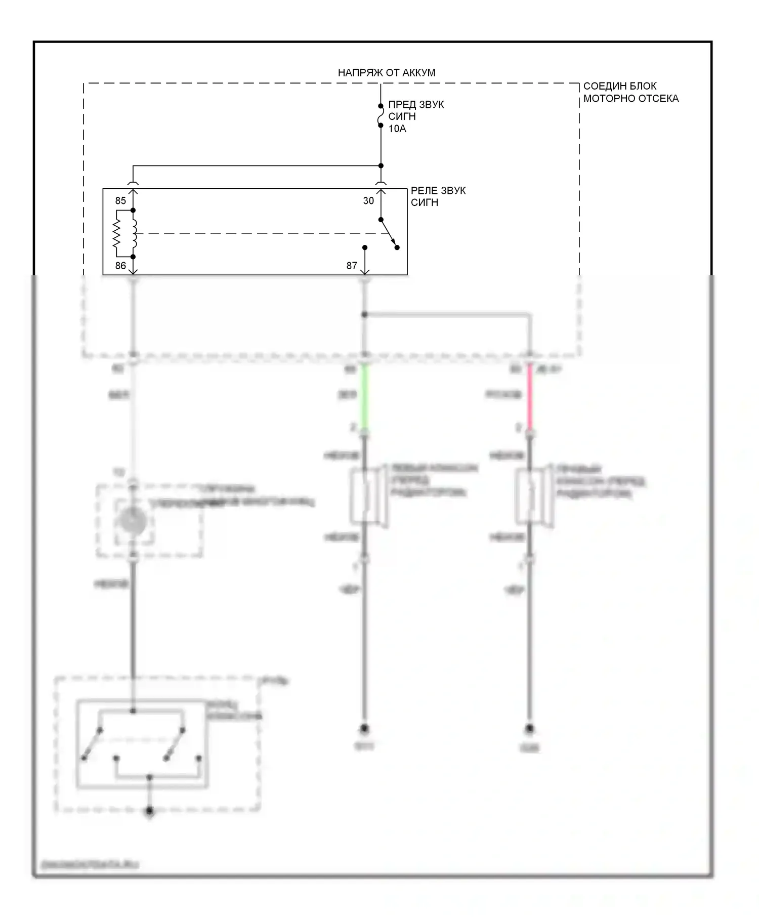 Optima Kia II (2005-2008): Электросхема клаксона, поздний выпуск 