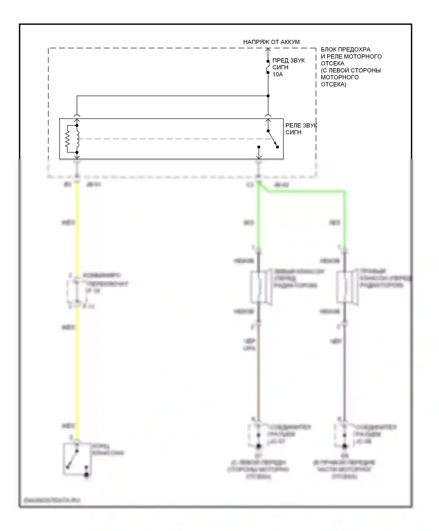 Optima Kia II (2005-2008): Электросхема клаксона, ранний выпуск 