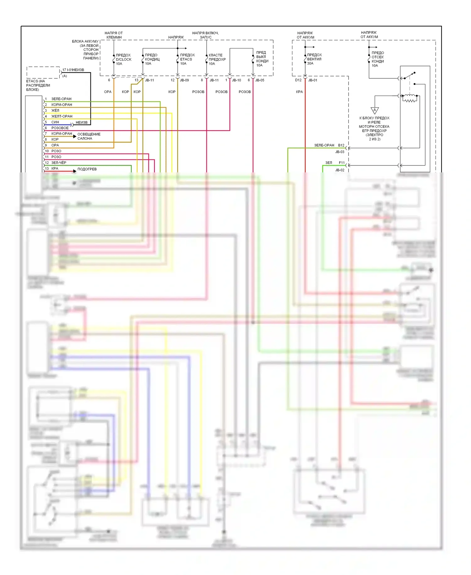 Optima Kia II (2005-2008): 2.4l, электросхема ручного кондиционера, раннего выпуска (1 из 2) 