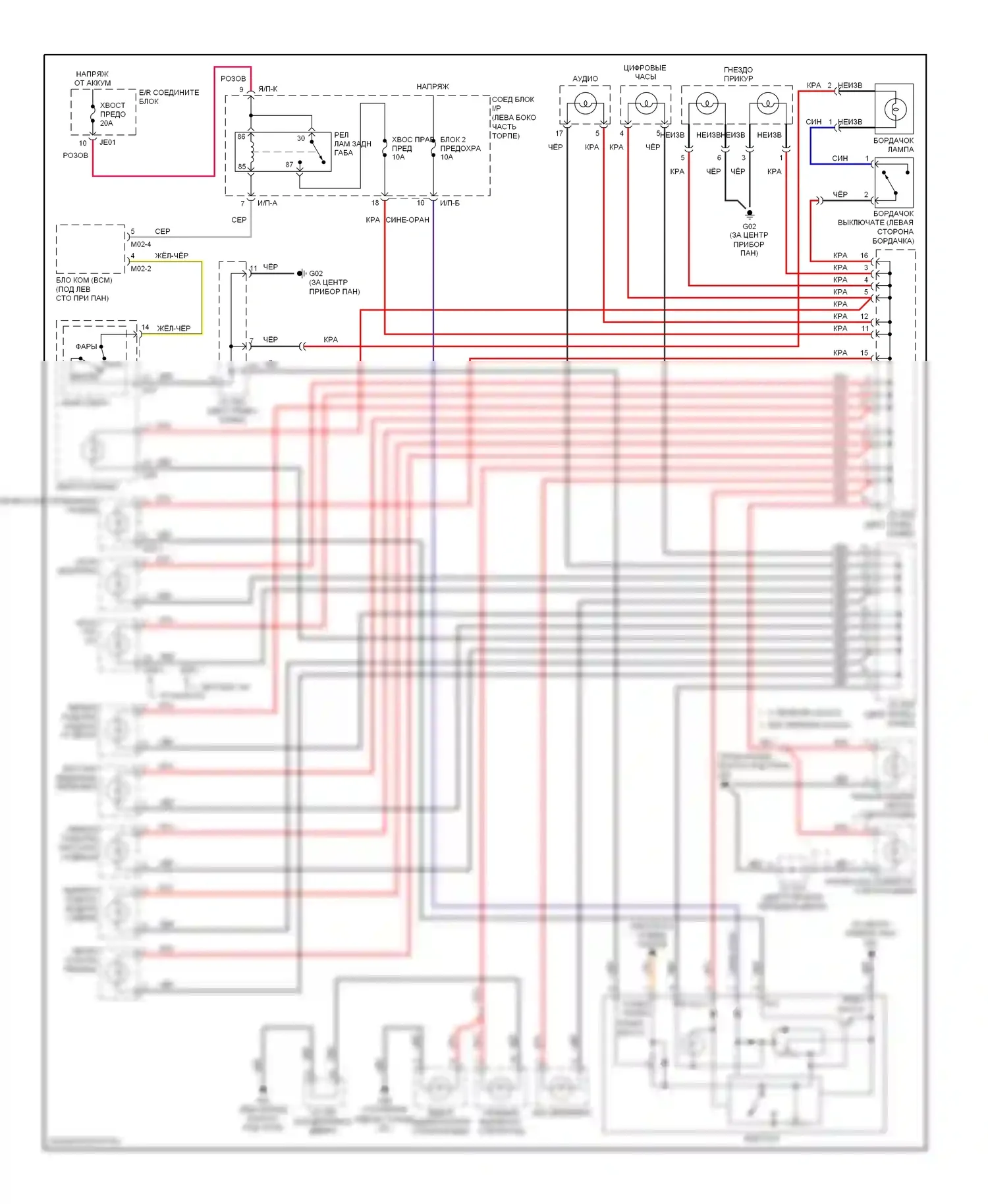 Optima Kia II (2005-2008): Электросхема подсветки приборной панели, поздний выпуск 