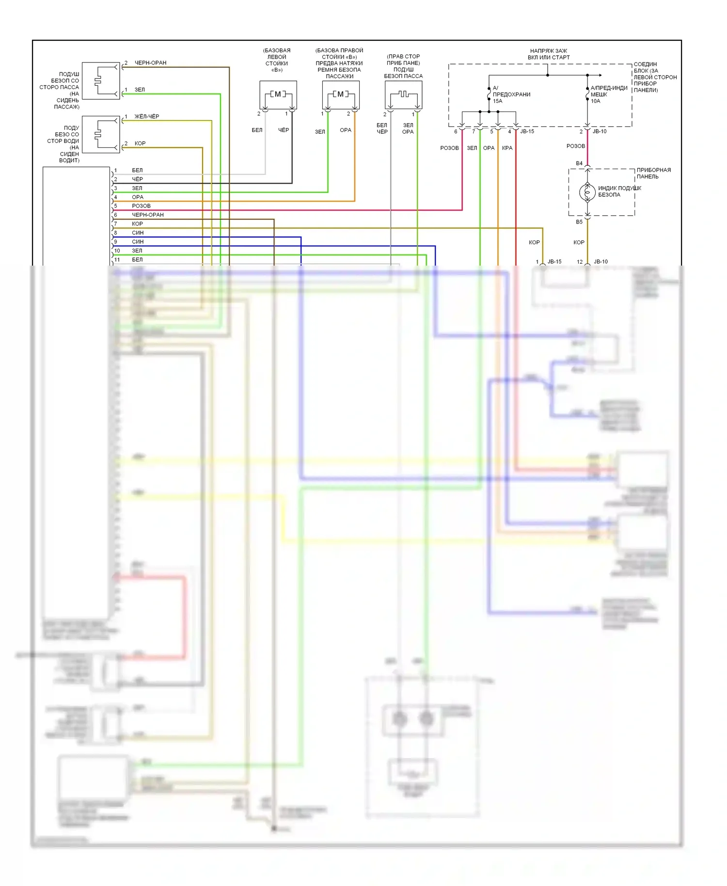 Optima Kia II (2005-2008): Электросхема подушек безопасности, ранний выпуск 