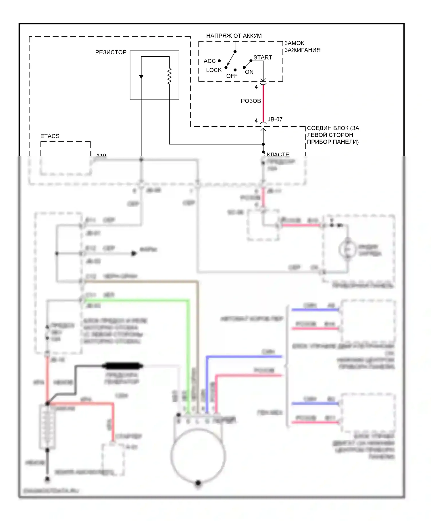 Optima Kia II (2005-2008): 2.4l, электросхема генератора, ранний выпуск 