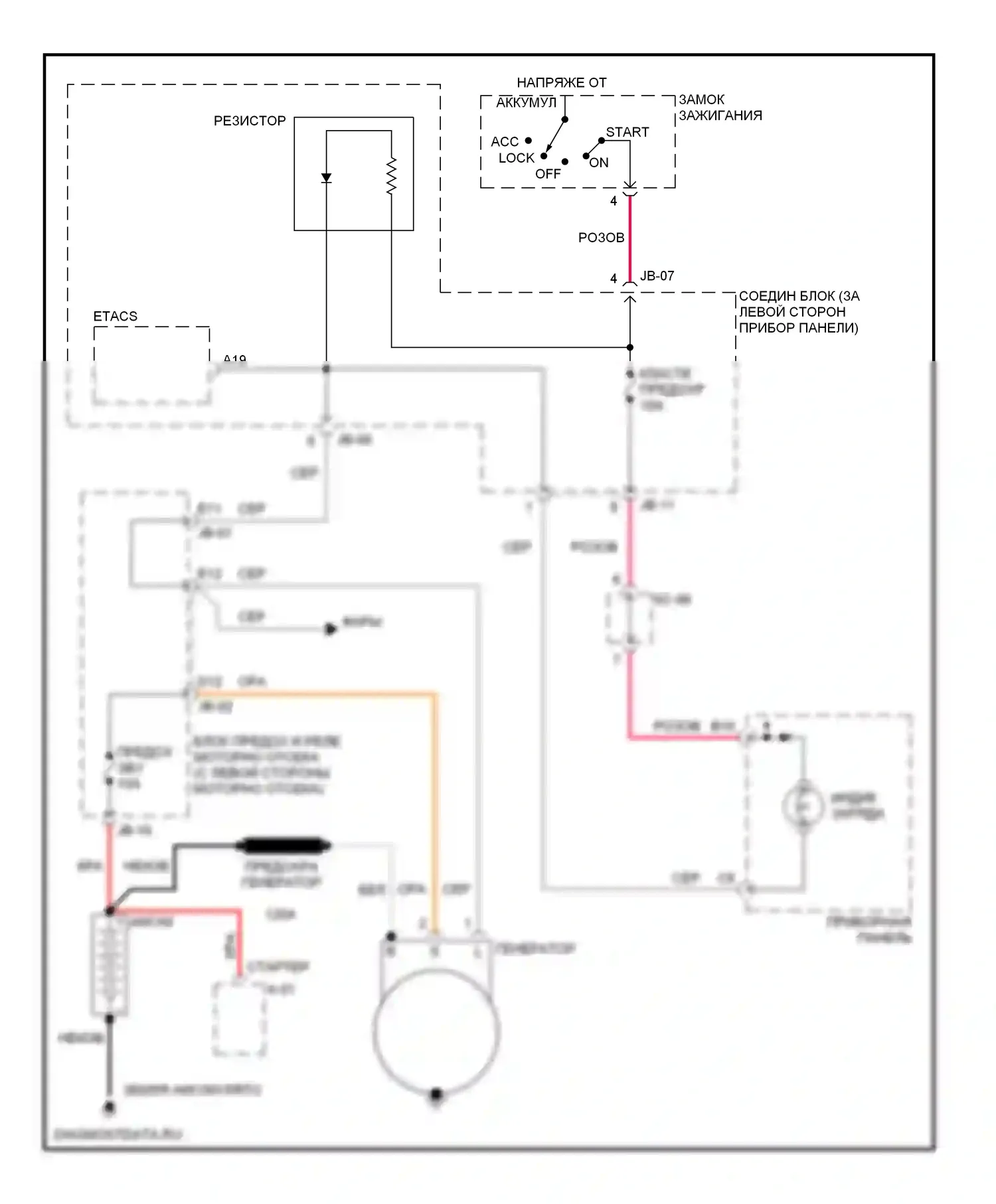 Optima Kia II (2005-2008): 2.7l, электросхема генератора, ранний выпуск 