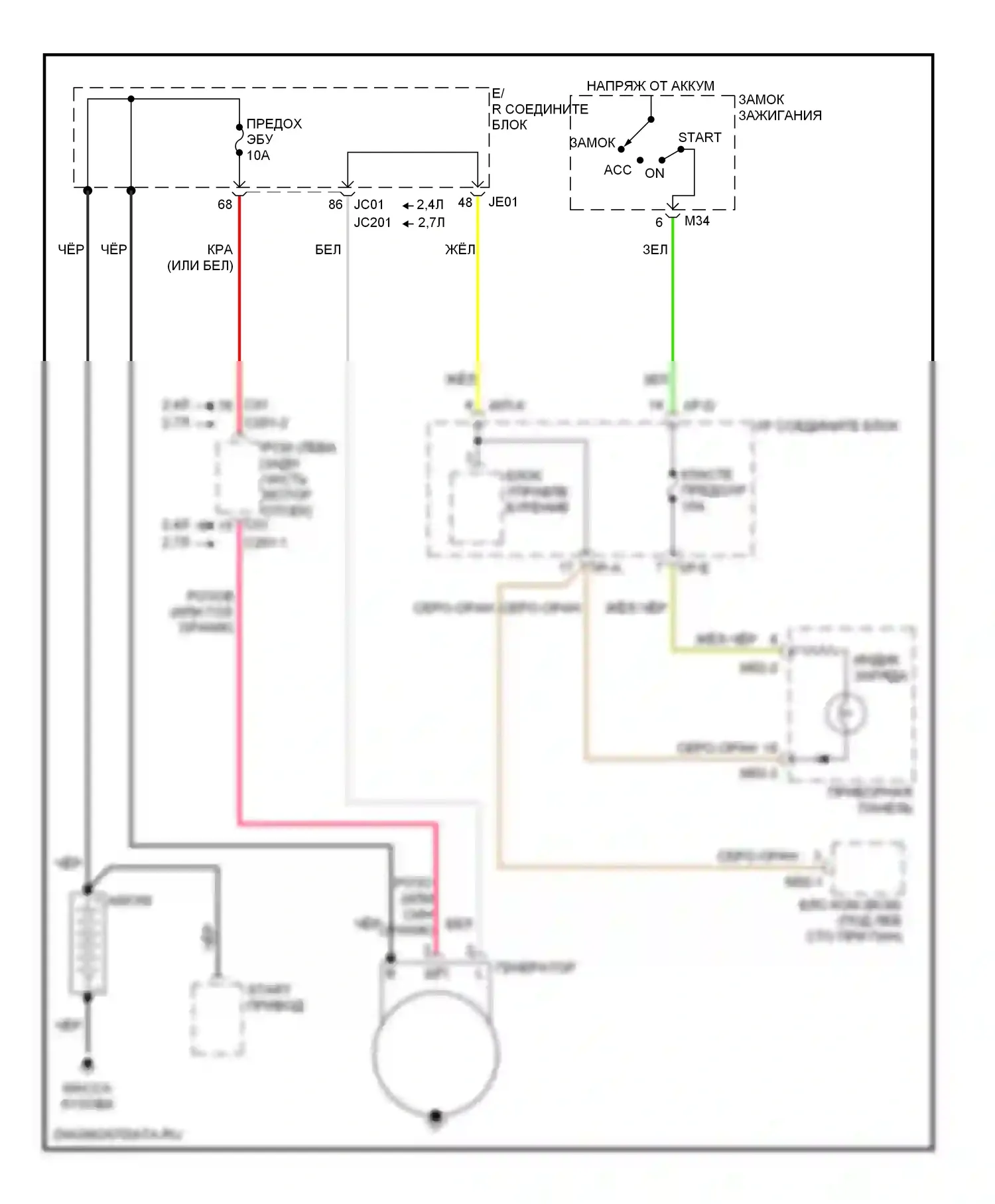 Optima Kia II (2005-2008): Электросхема генератора, поздний выпуск 