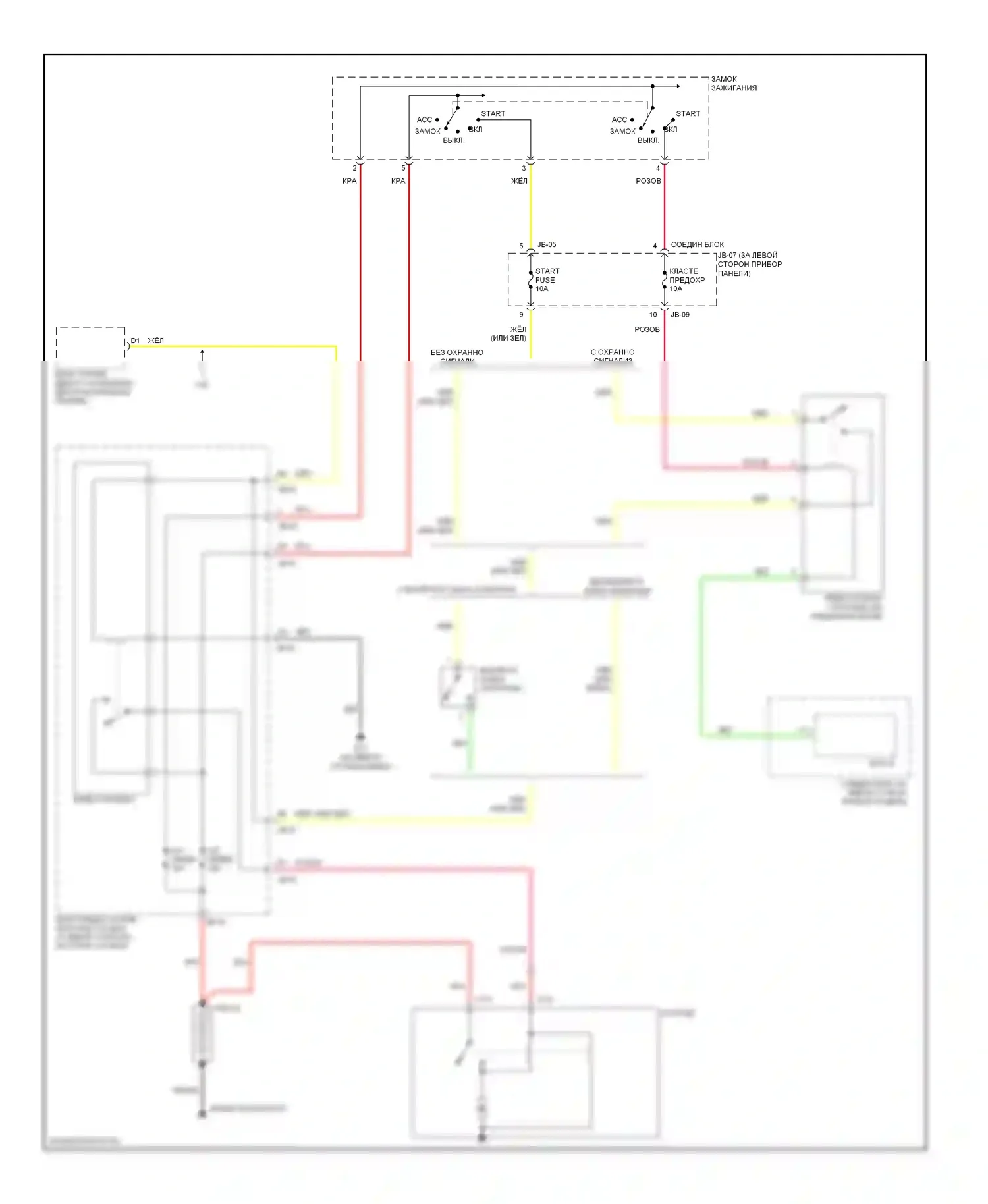 Optima Kia II (2005-2008): Электросхема стартера, механическая коробка передач раннего выпуска 