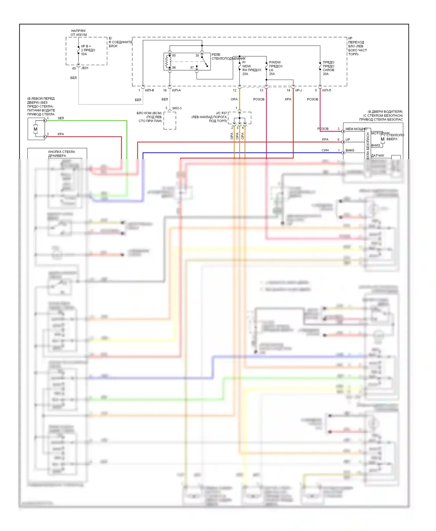Optima Kia II (2005-2008): Стеклоподъемники электросхема, поздний выпуск 