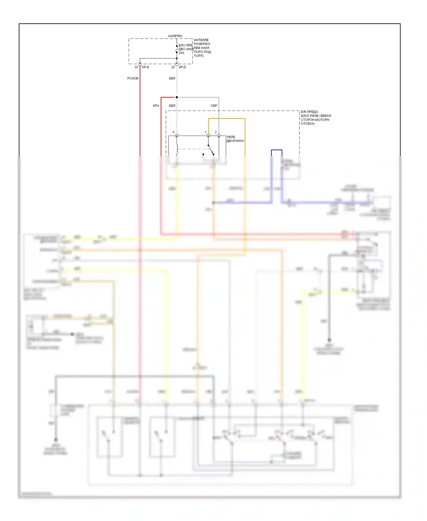 Optima Kia III рестайлинг (2013-2015): Дворники и омыватели электросхема, без датчика дождя 