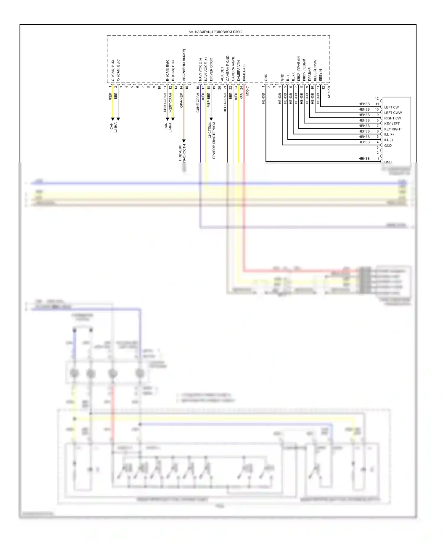 Optima Kia III рестайлинг (2013-2015): Электросхема магнитолы, 4.0 с навигацией (2 из 3) 