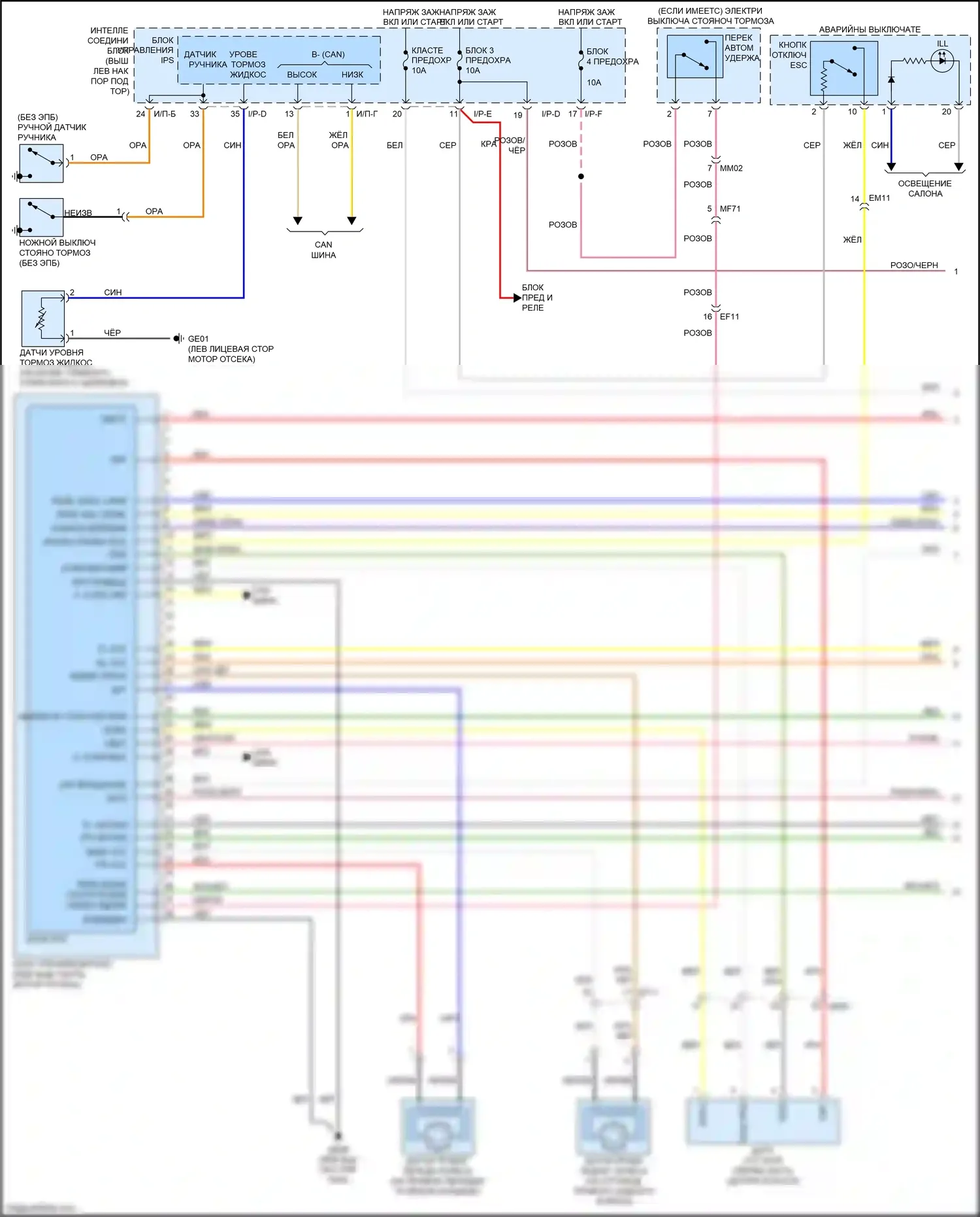 Optima Kia III рестайлинг (2013-2015): Антиблокировочная электросхема тормозов, за исключением гибридных (1 из 2) 