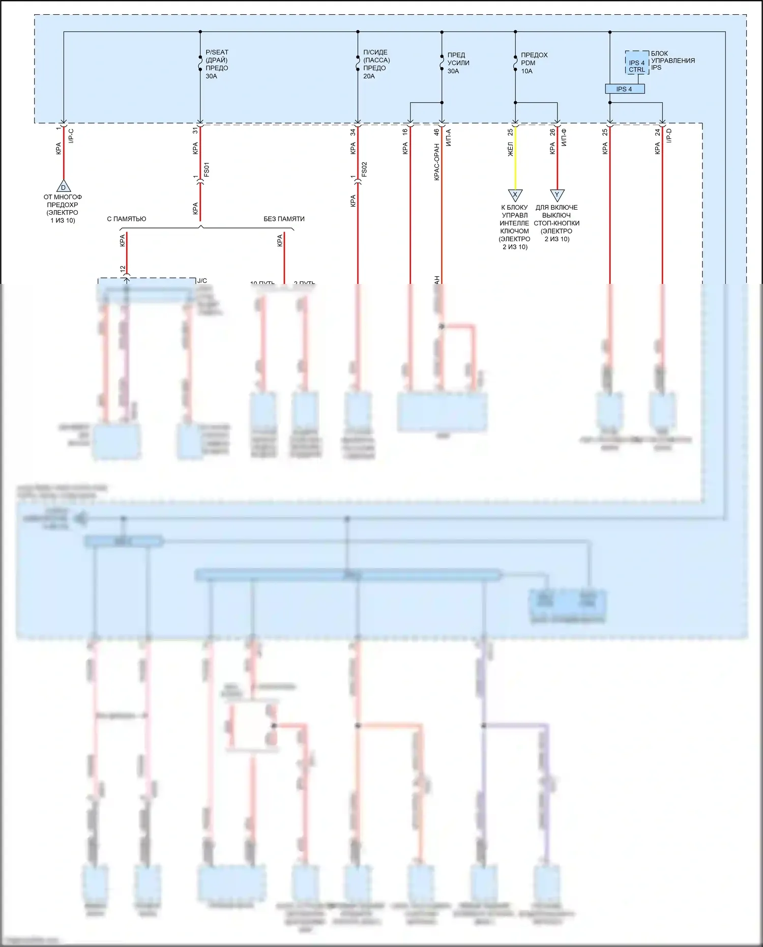 Optima Kia III рестайлинг (2013-2015): Электросхема блока предохранителей реле, кроме гибридного (4 из 10) 