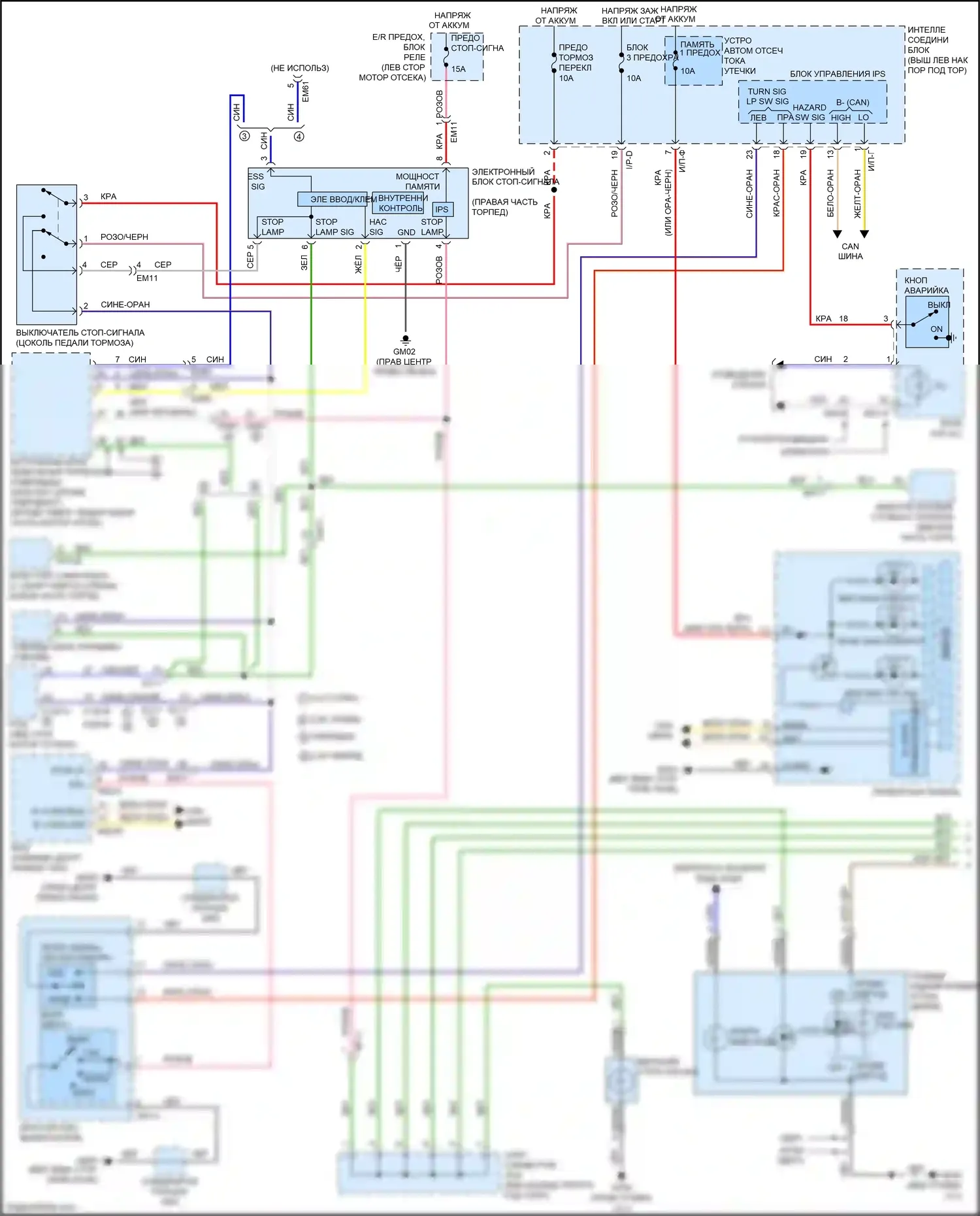 Optima Kia III рестайлинг (2013-2015): Электросхема фар и фонарей (1 из 2) 