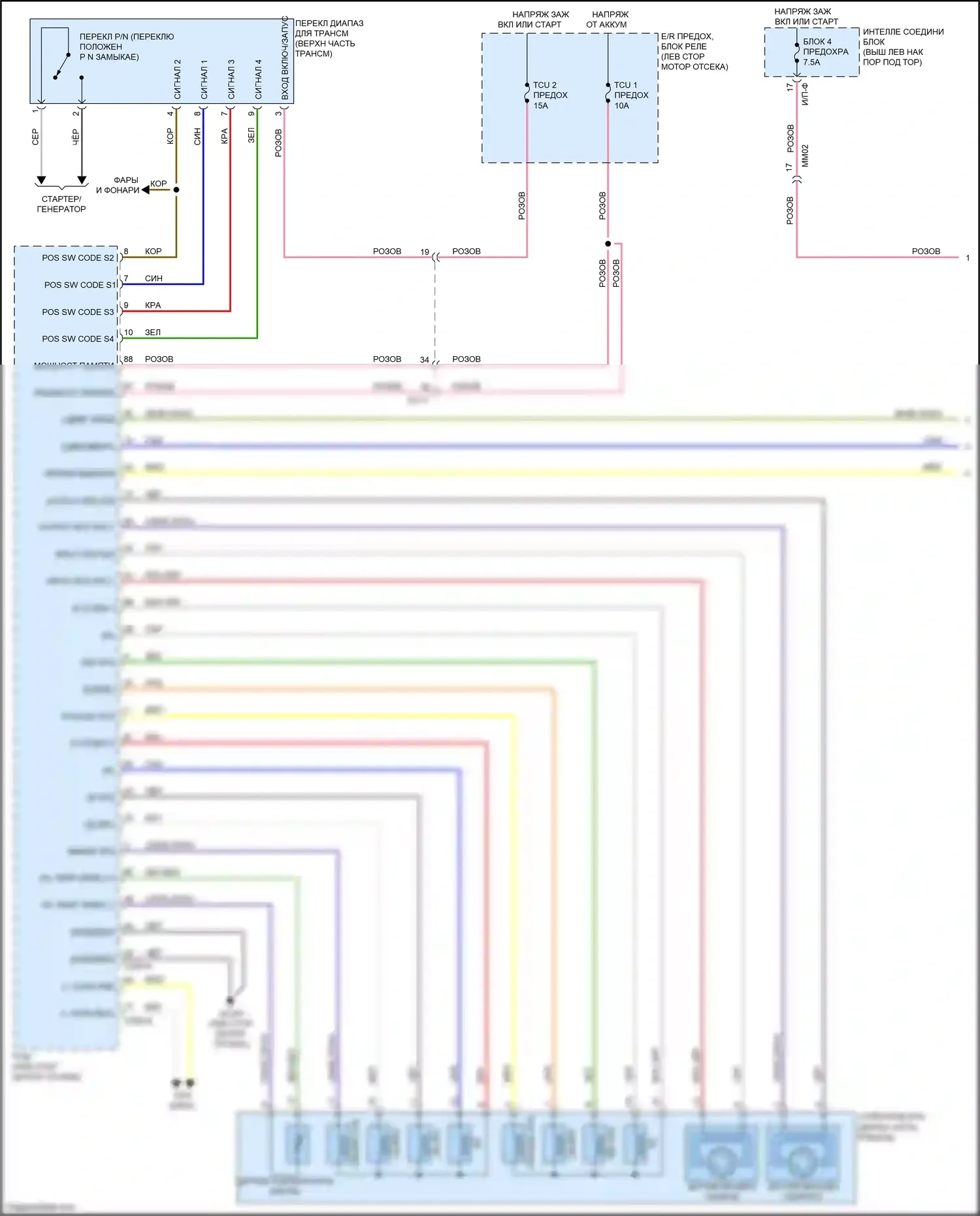 Optima Kia III рестайлинг (2013-2015): 2.4l, электросхема соединений коробки передач (1 из 2) 