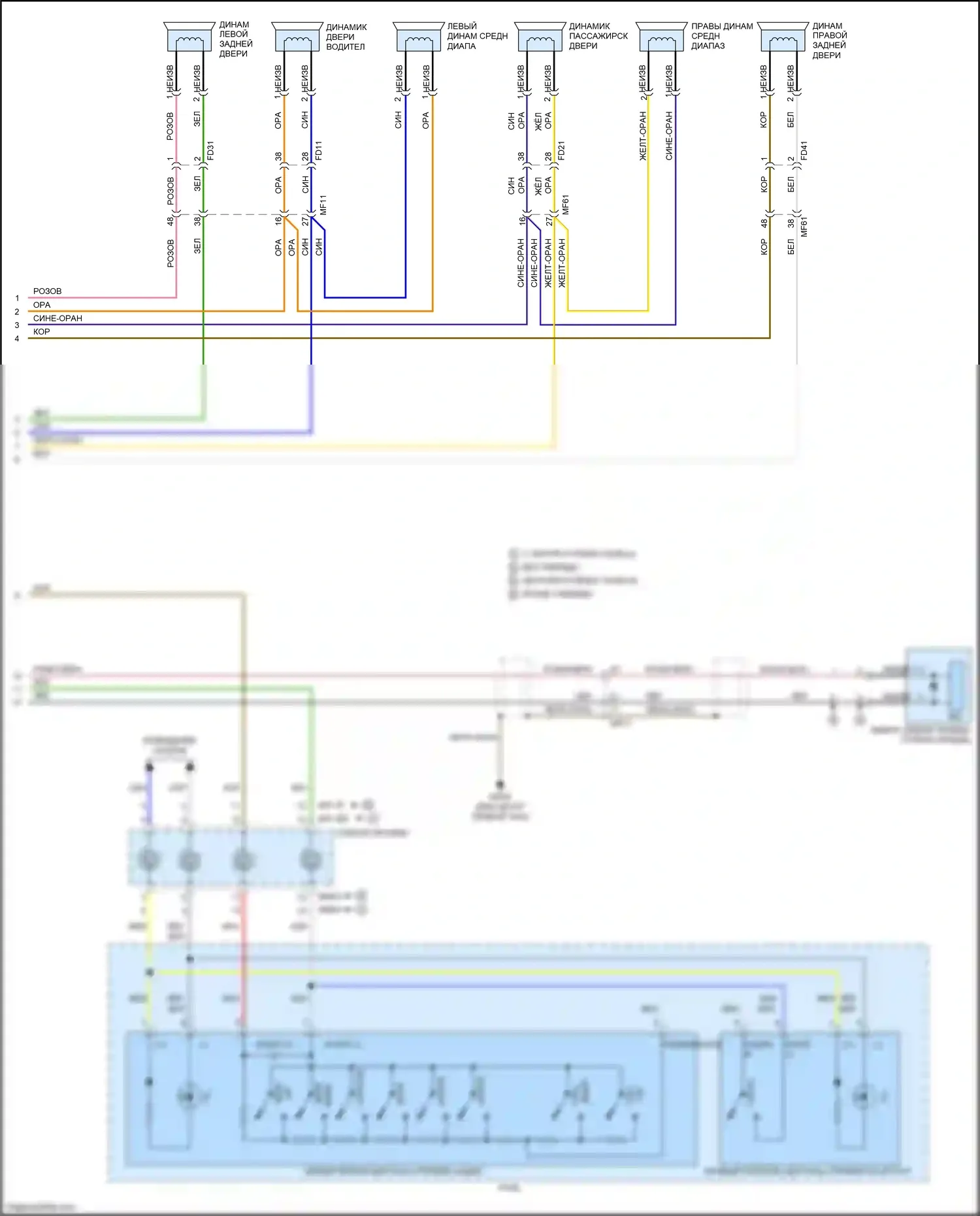 Optima Kia III рестайлинг (2013-2015): Радиосхема, без навигации, без уво и усилителя (2 из 2) 