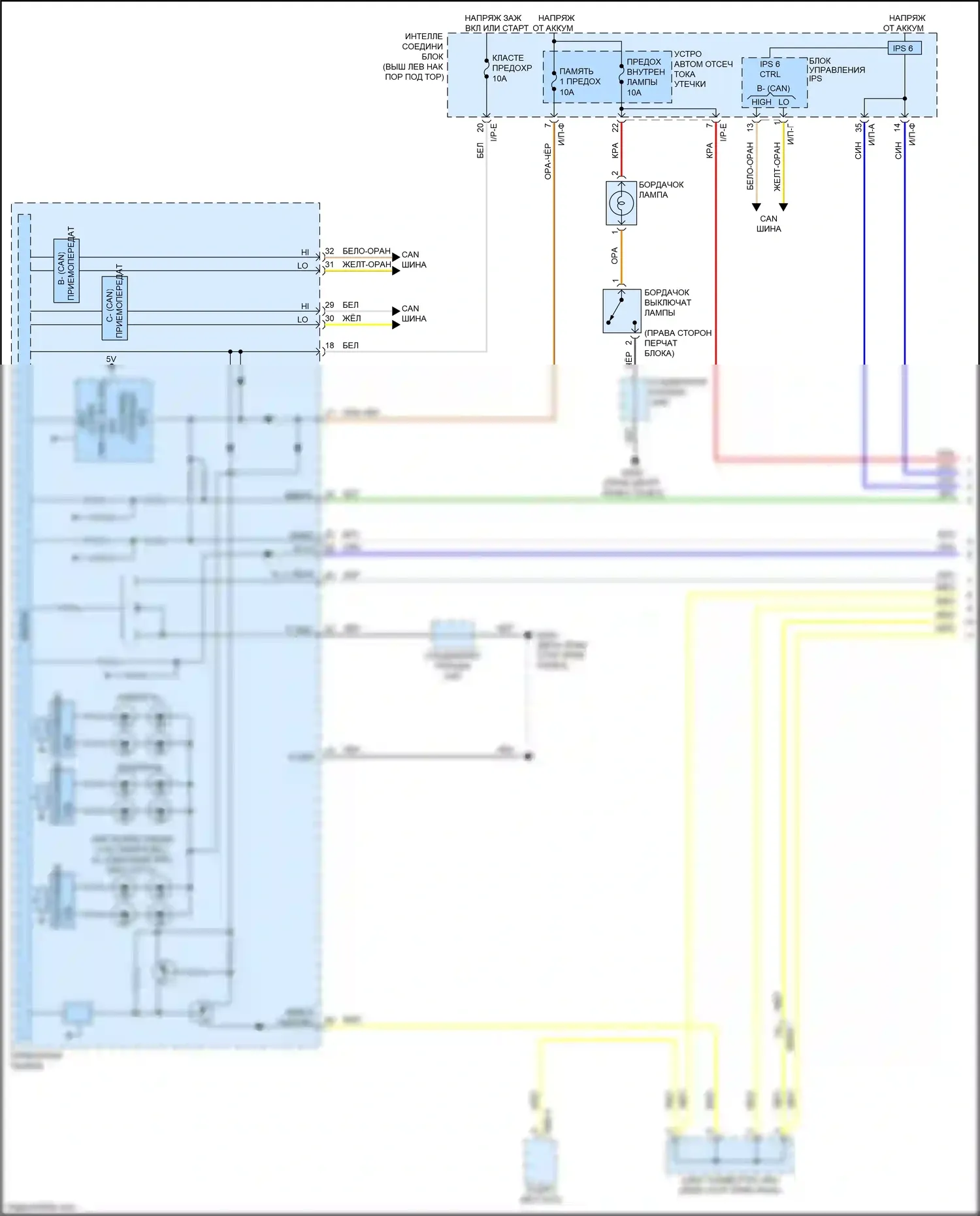 Optima Kia III рестайлинг (2013-2015): Электросхема подсветки приборов, кроме гибридной (1 из 3) 