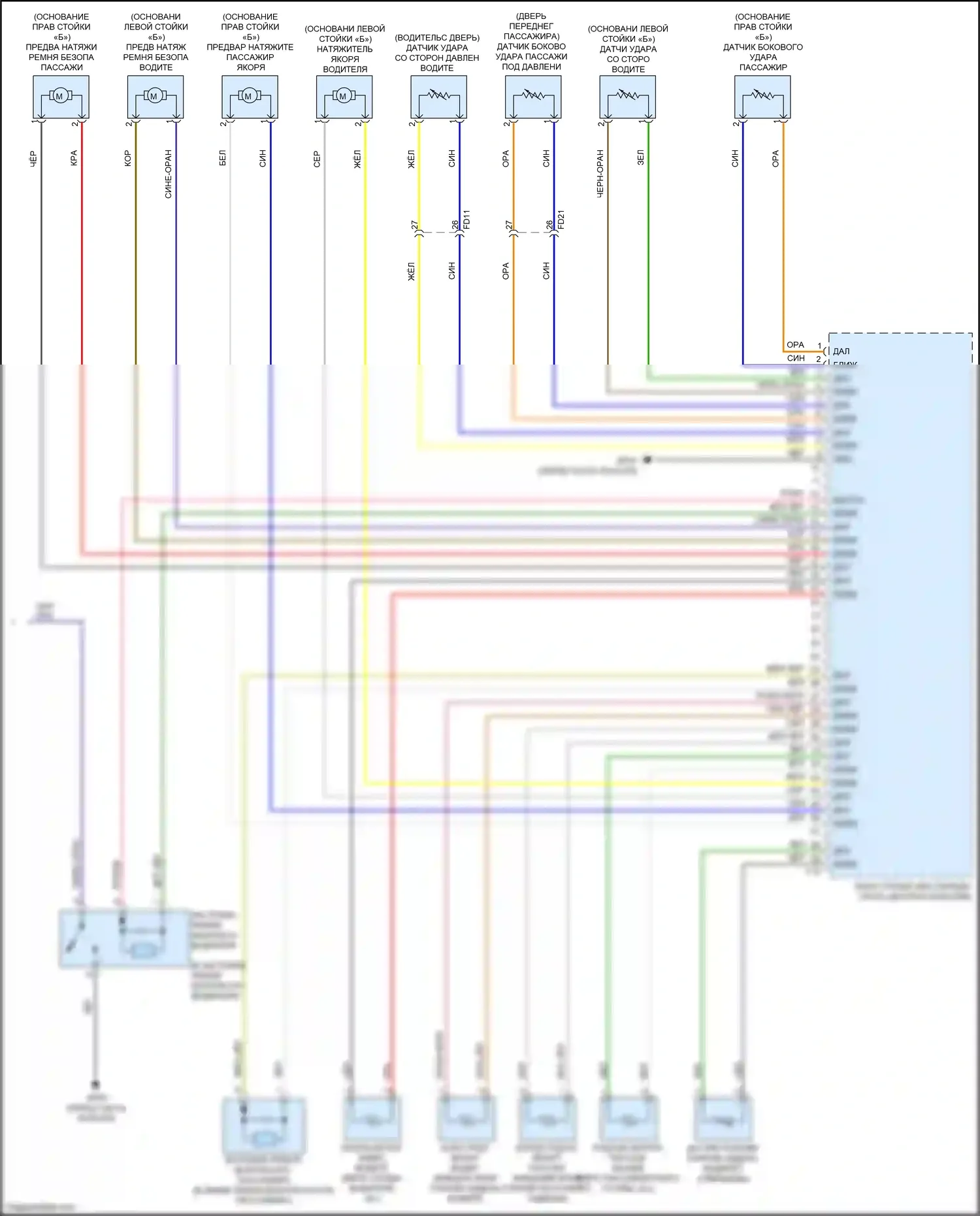 Optima Kia III рестайлинг (2013-2015): Электросхема подушек безопасности (2 из 2) 