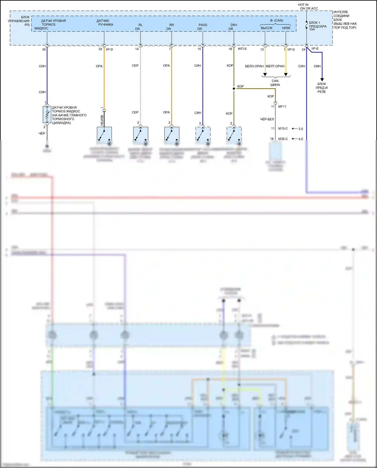 Optima Kia III рестайлинг (2013-2015): Электросхема приборной панели, гибридная (2 из 3) 