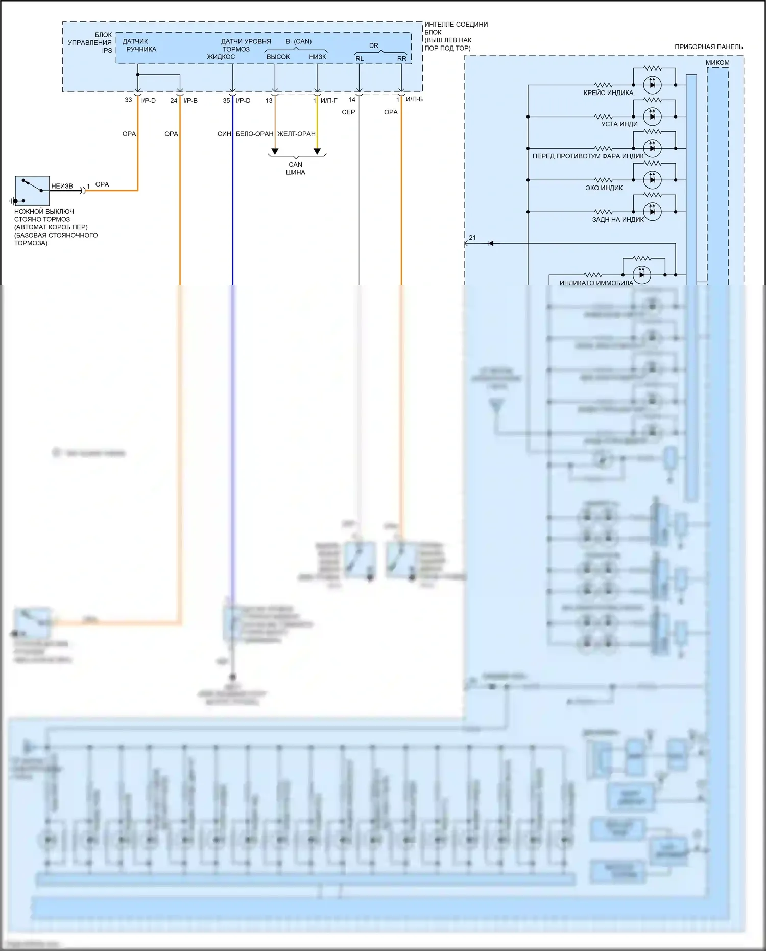 Optima Kia III рестайлинг (2013-2015): Электросхема приборной панели, кроме гибридной (4 из 4) 