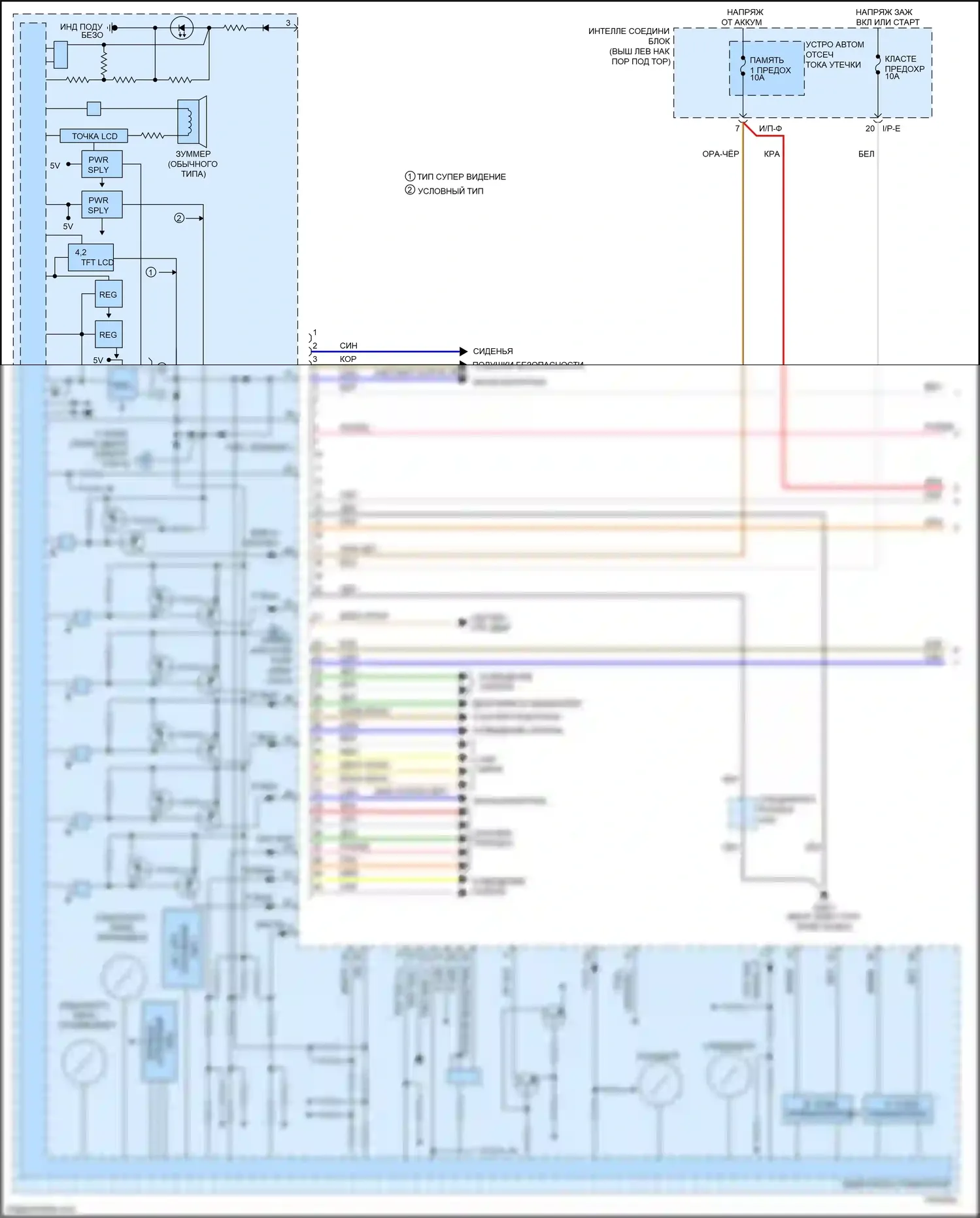 Optima Kia III рестайлинг (2013-2015): Электросхема приборной панели, кроме гибридной корейской (1 из 4) 