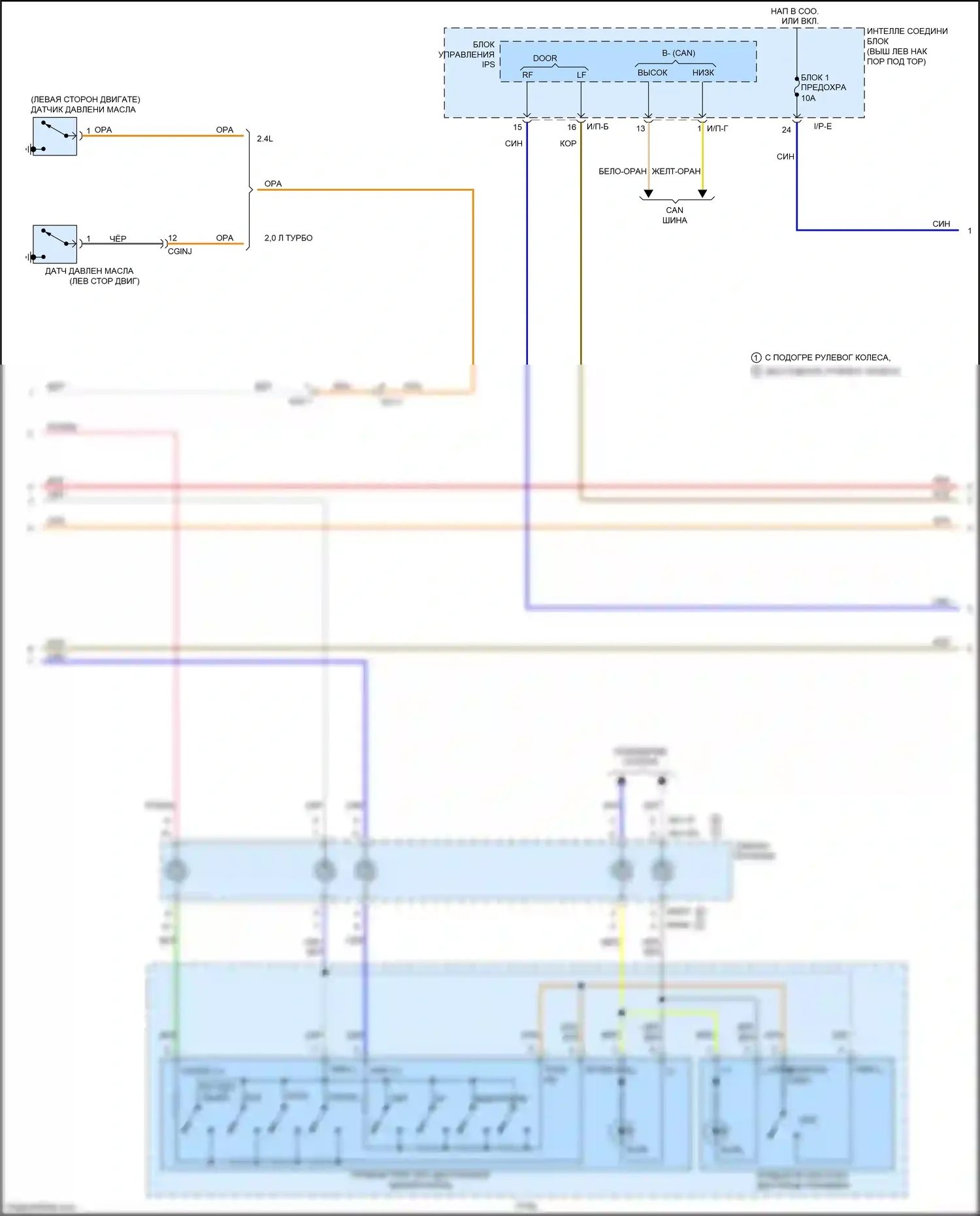Optima Kia III рестайлинг (2013-2015): Электросхема приборной панели, кроме гибридной корейской (2 из 4) 