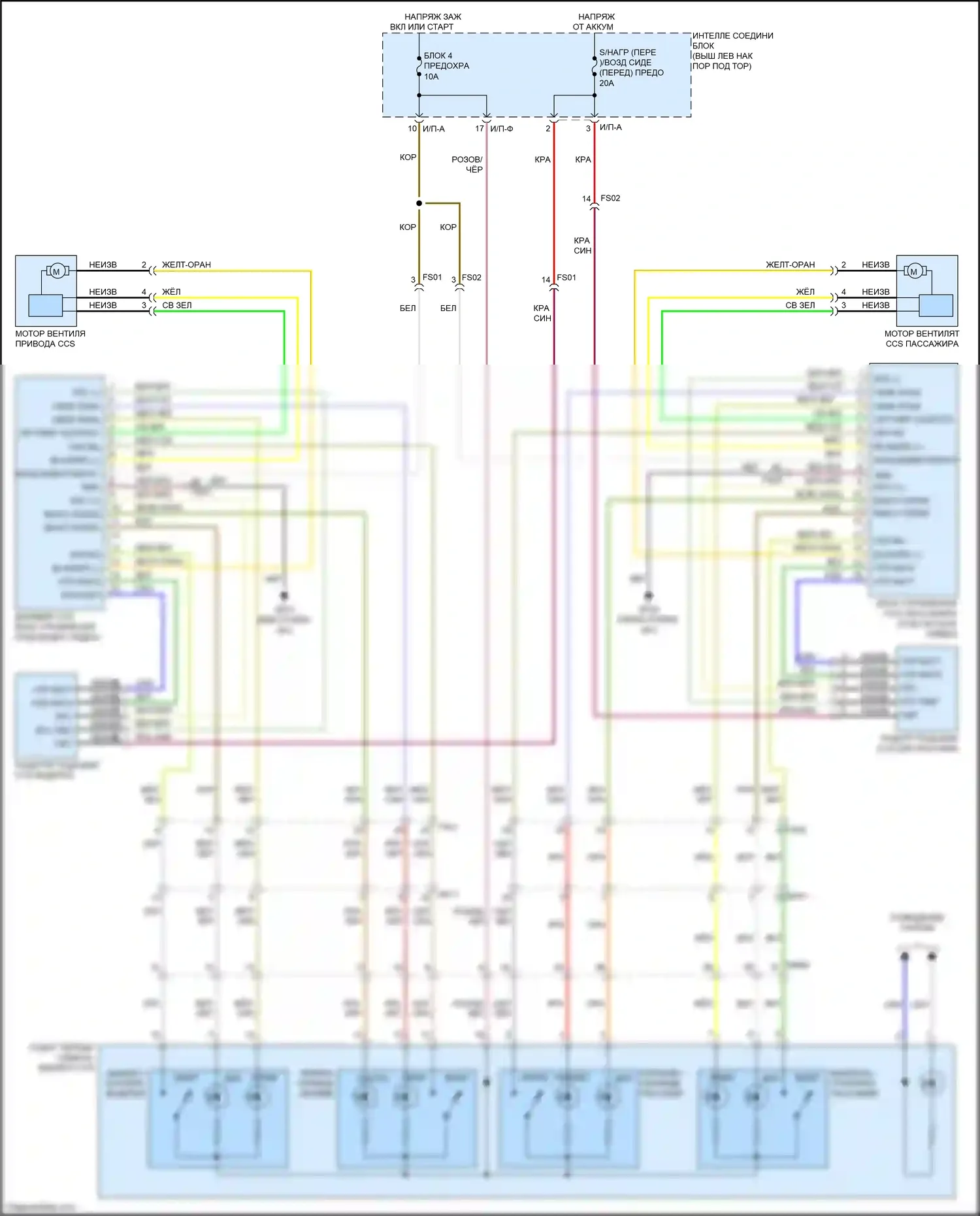 Optima Kia III рестайлинг (2013-2015): Электросхема сидений климат-контроля 