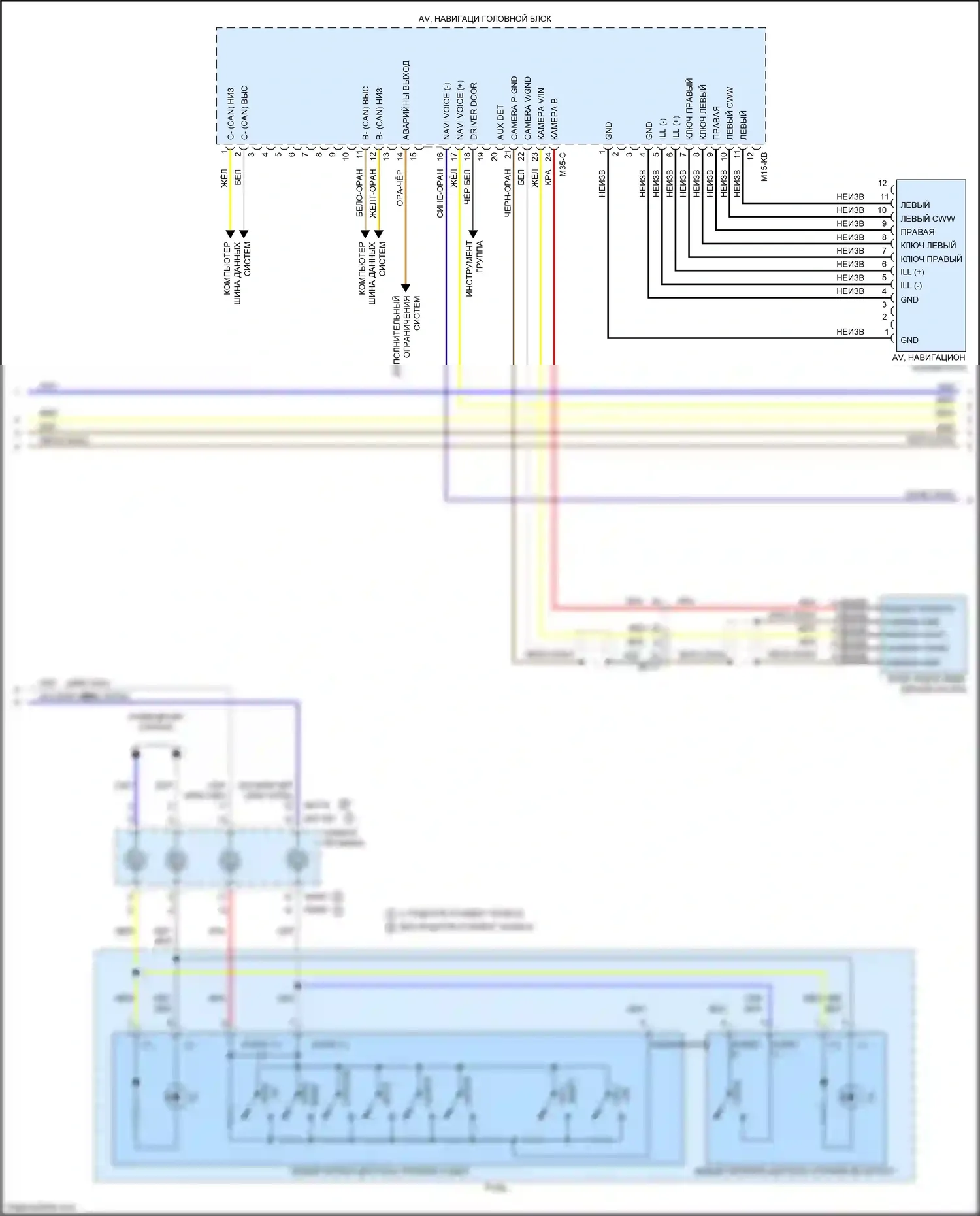 Optima Kia III рестайлинг (2013-2015): Электросхема навигации, версия 4.0 (2 из 3) 