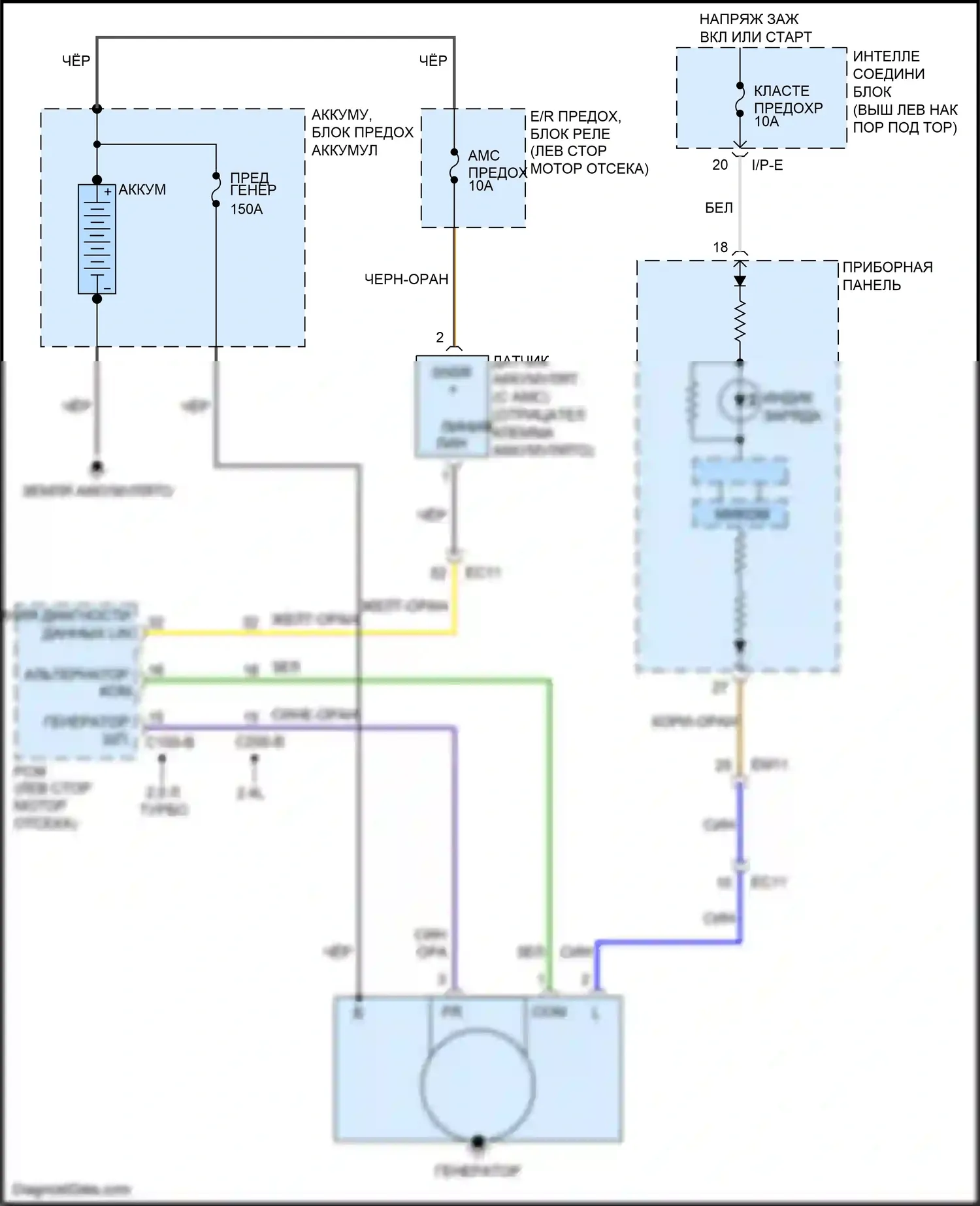 Optima Kia III рестайлинг (2013-2015): Электросхема генератора 