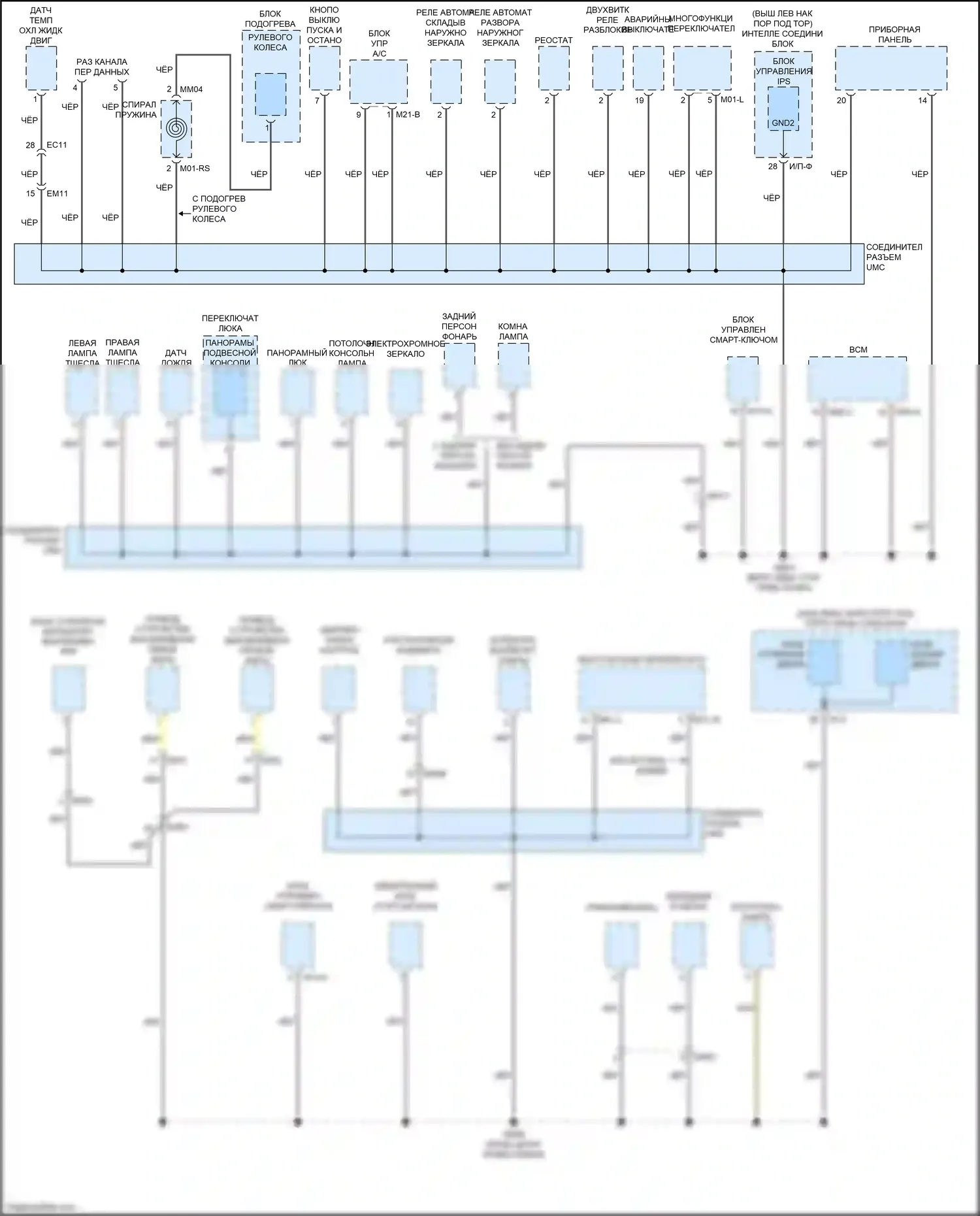Optima Kia III рестайлинг (2013-2015): Электросхема разводки массы, гибридная (1 из 4) 
