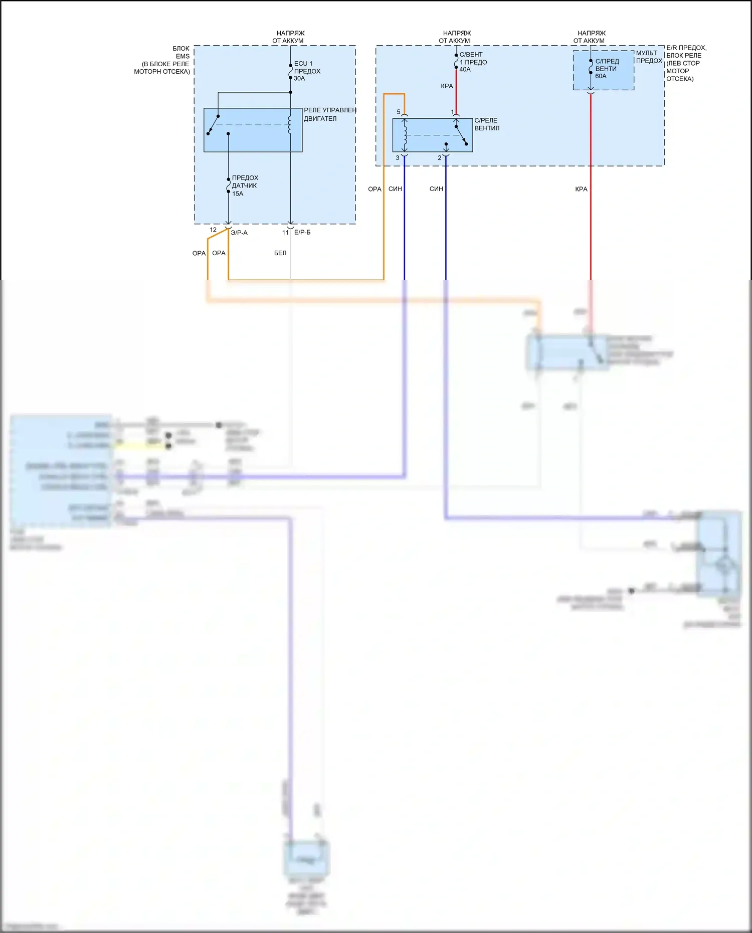Optima Kia III рестайлинг (2013-2015): 2,0л турбо, электросхема вентилятора охлаждения 